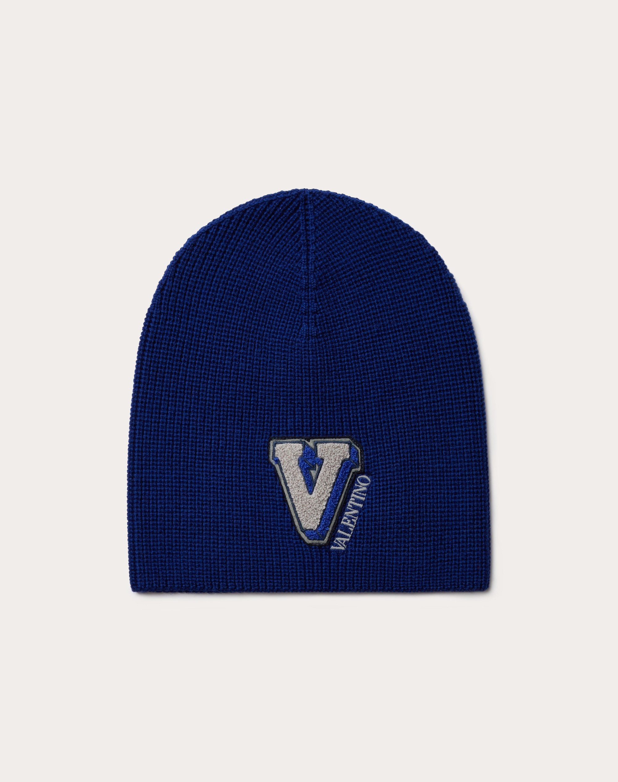 WOOL BEANIE WITH EMBROIDERED V-3D PATCH - 1