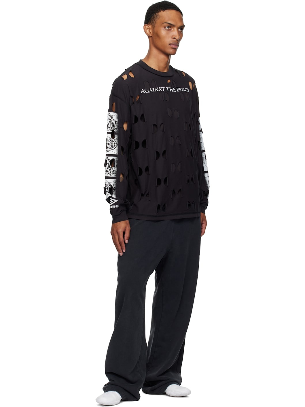 Black 'Against The Fence' LS T-shirt - 4