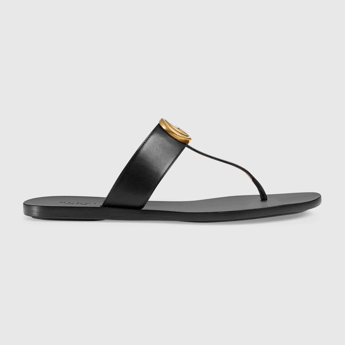Leather thong sandal with Double G - 1