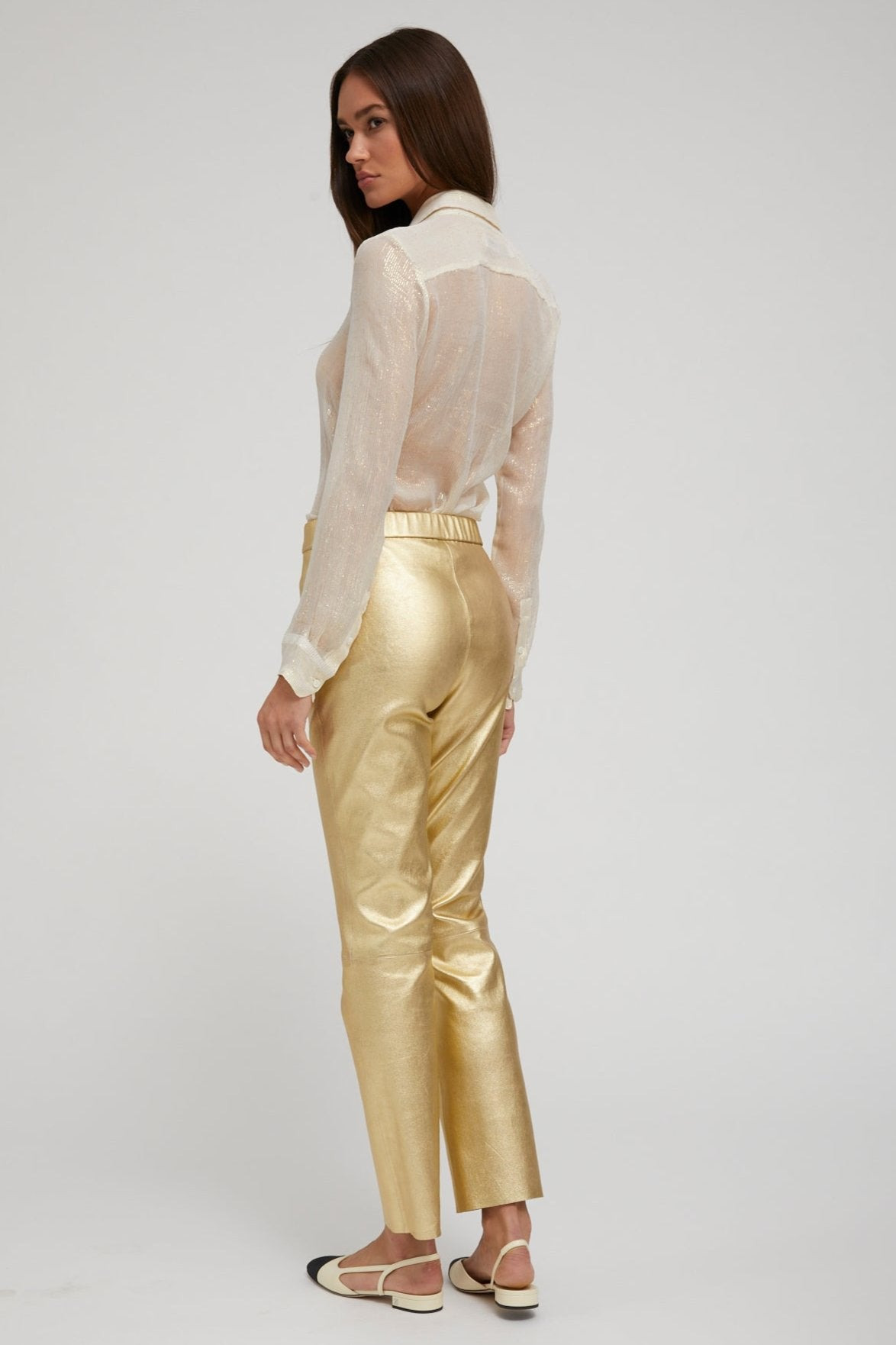 METALLIC GOLD LEATHER SOPHIA PULL ON - 5