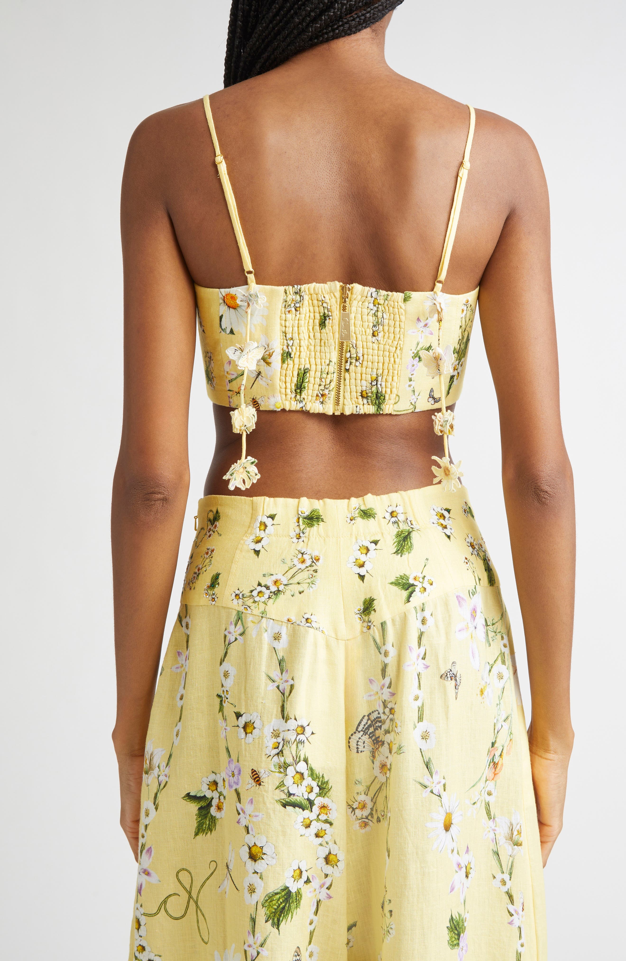 Camilla Daisy Chain Linen, Cotton & Silk Crop Corset Top in Daisy Chains at Nordstrom - 3