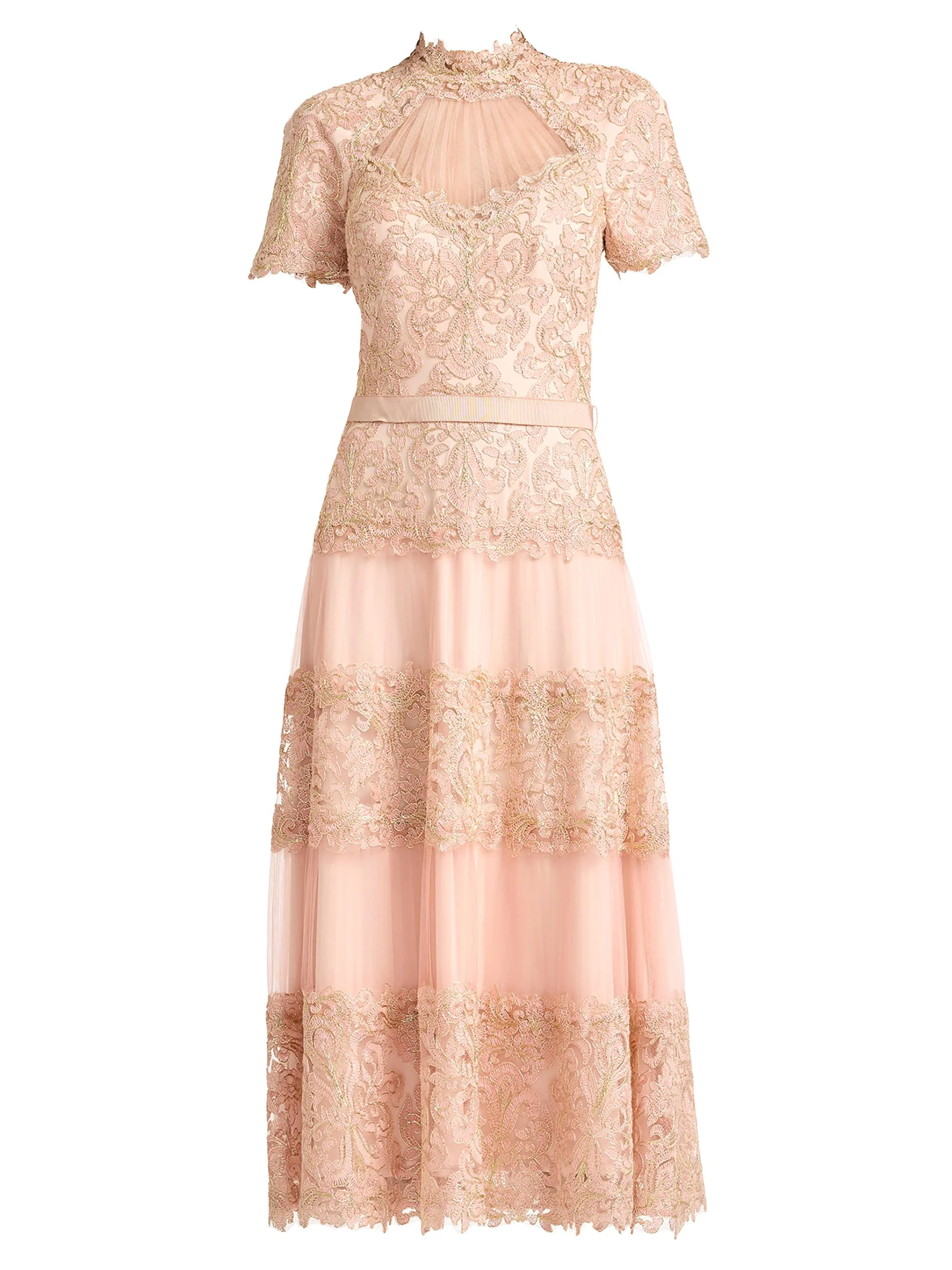 Women's Stelly Lotus-Embroidered Tulle Cocktail Dress - Petal Gold - 1