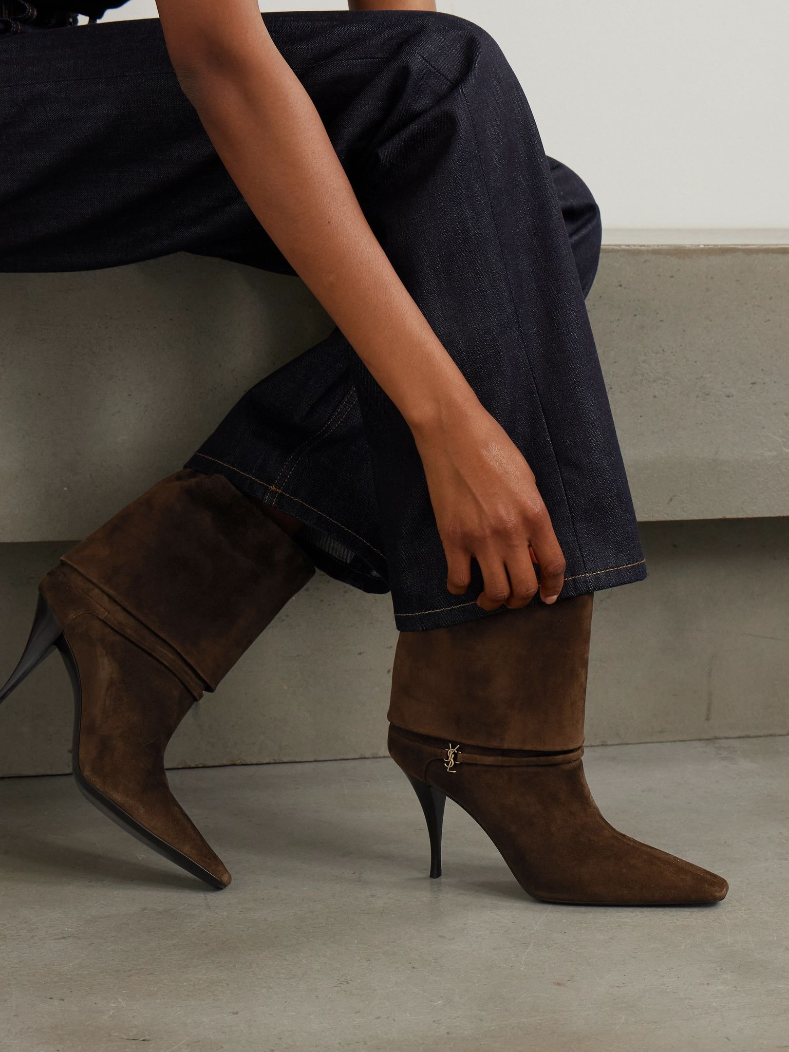 Niki embellished suede ankle boots Dark brown - 2
