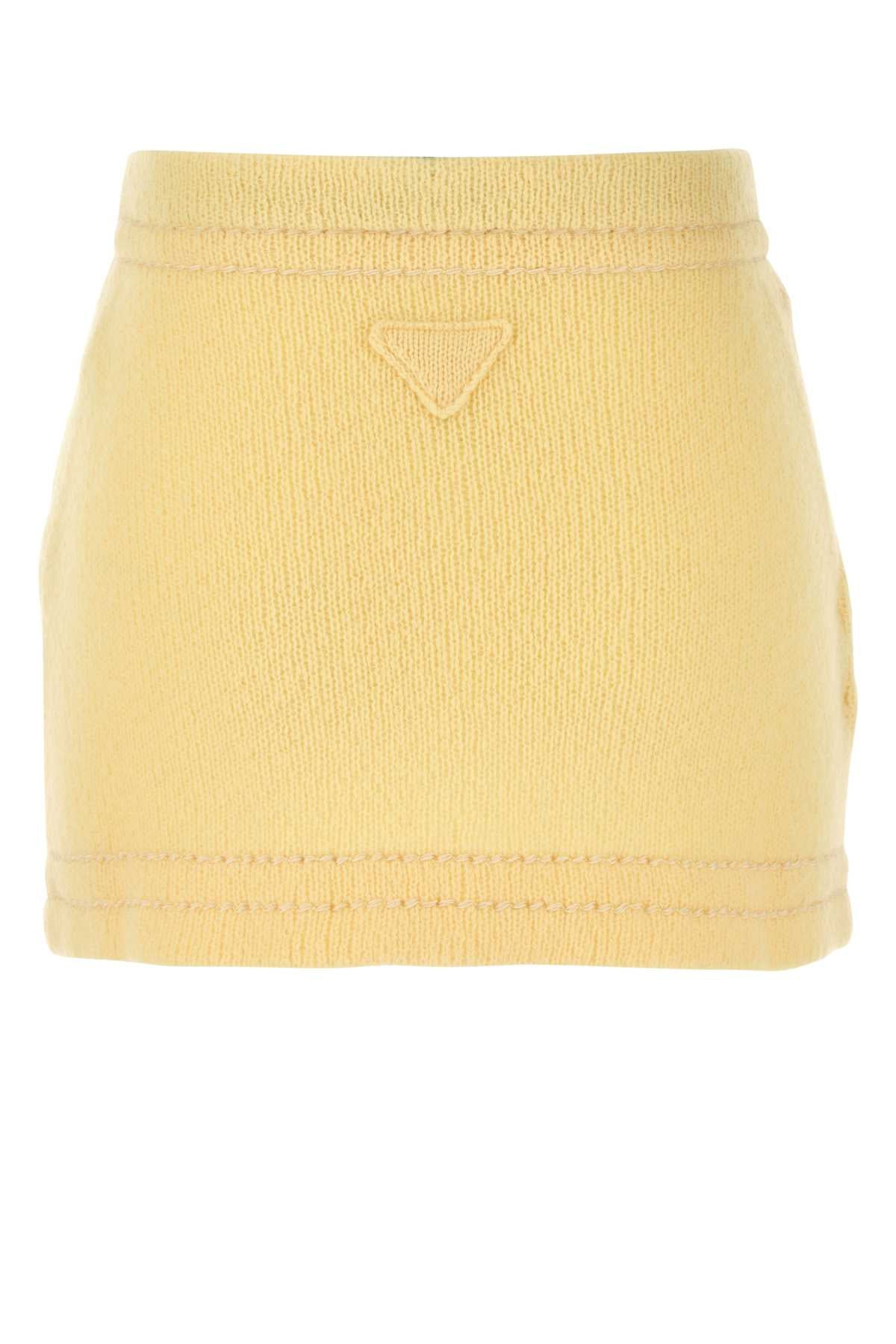 Prada Women Yellow Cashmere Mini Skirt - 2