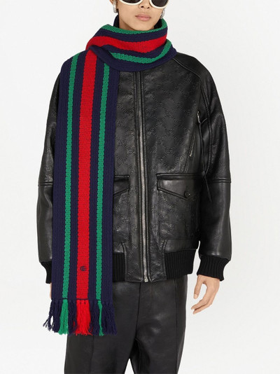 GUCCI striped knit wool scarf outlook