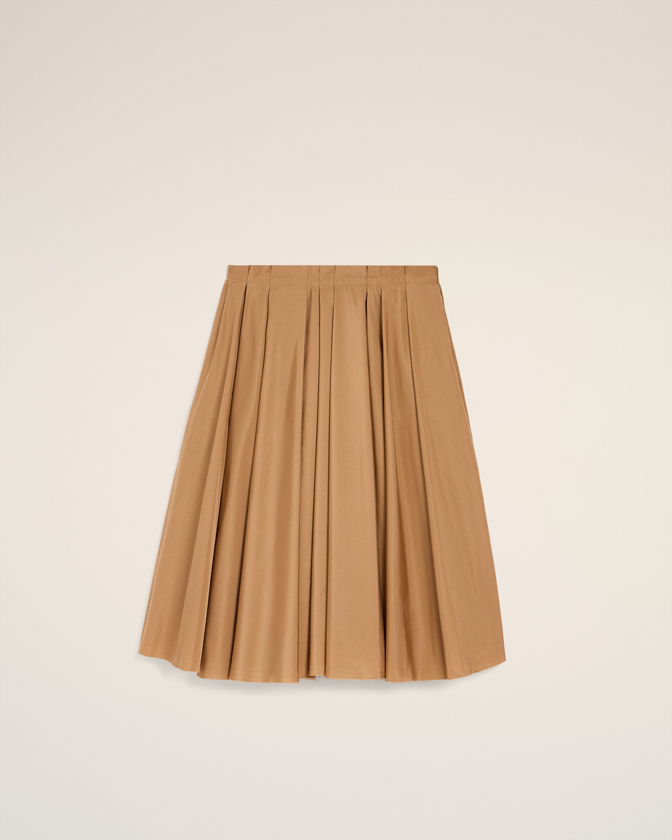 BROWN TAFFETAS MIDI COROLLA SKIRT - 1