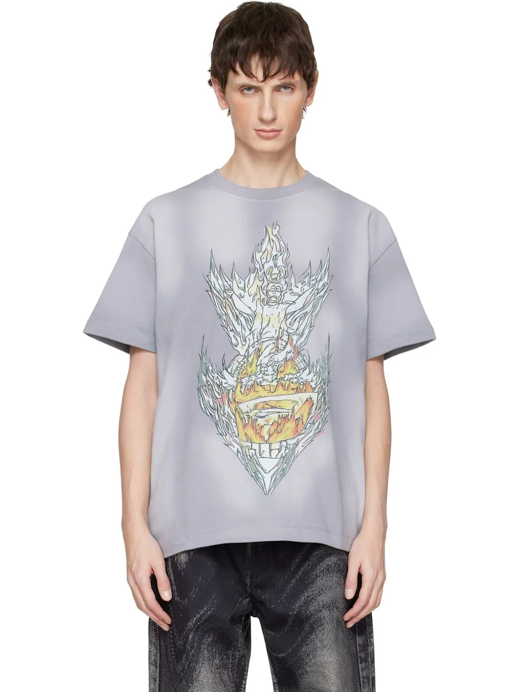 Gray Engulfed Memories Jersey T-shirt - 1