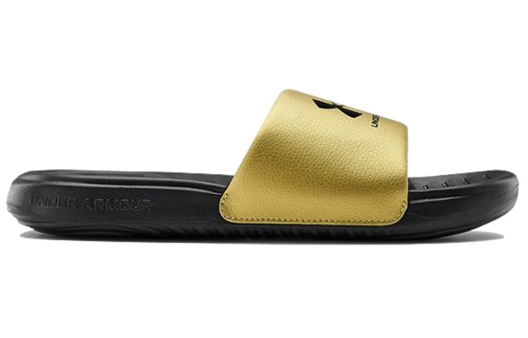 (WMNS) Under Armour Ansa Fixed Slides 'Black Metallic Gold' 3023772-006 - 3