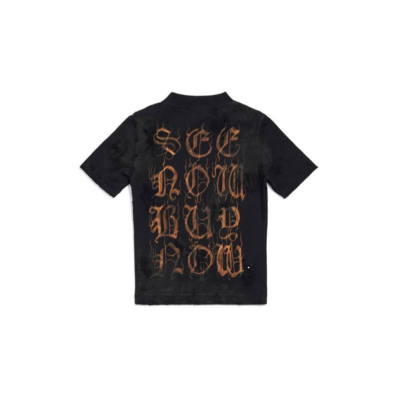 BALENCIAGA Women's Heavy Metal Tight T-shirt Small Fit in Black Faded outlook