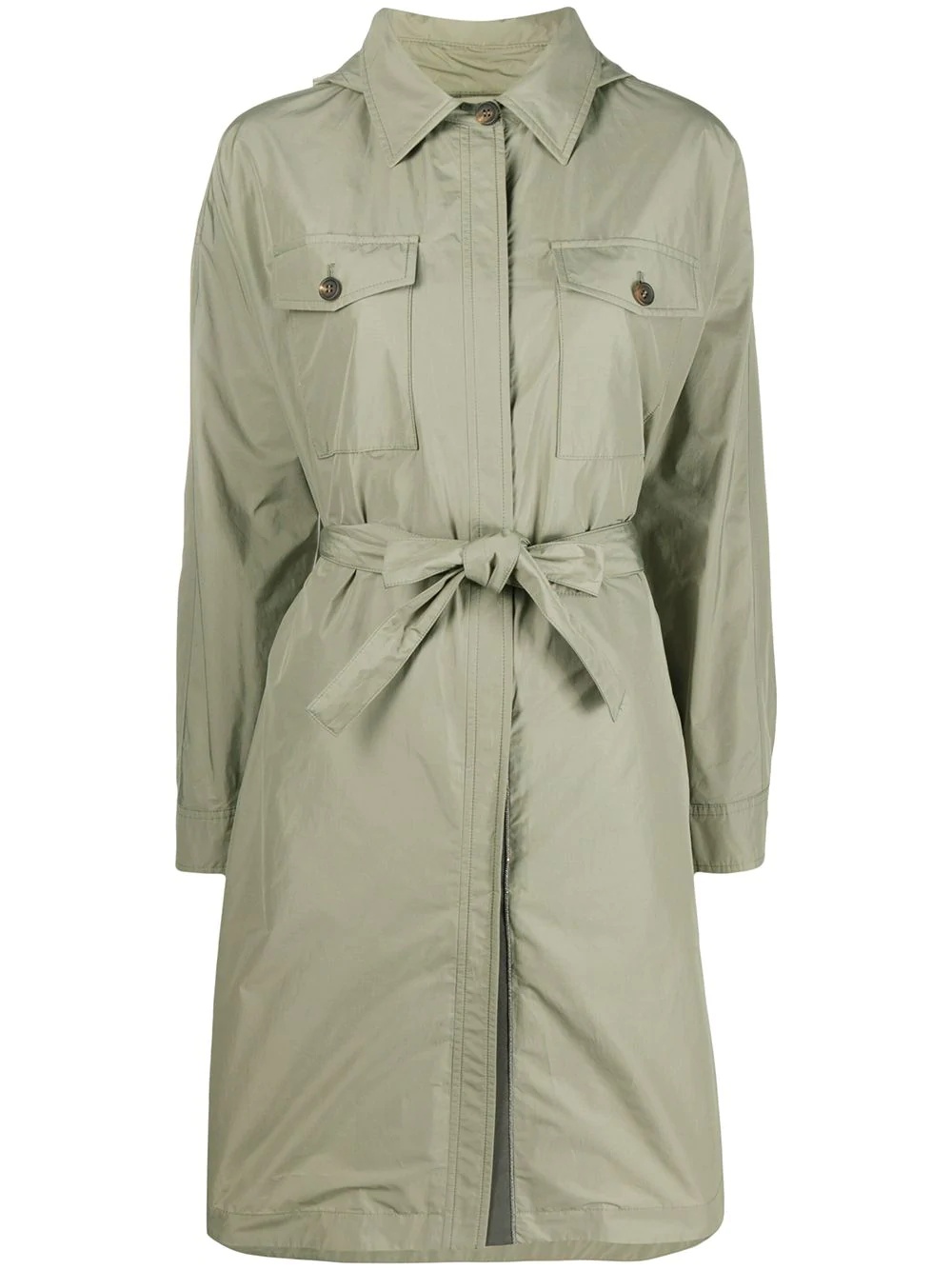 belted parka coat - 1