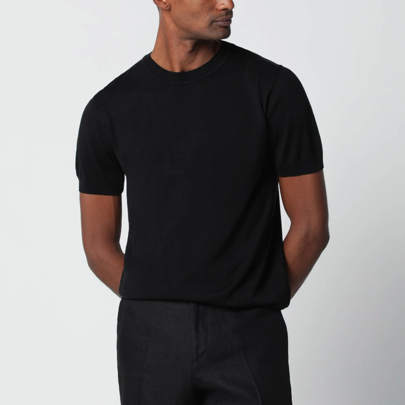Black wool-blend knit - 1