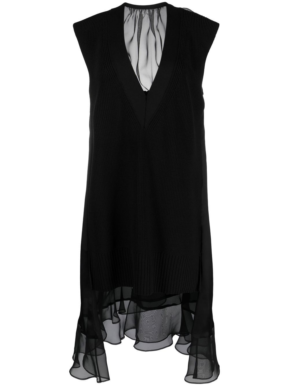 sheer-panelled midi dress - 1