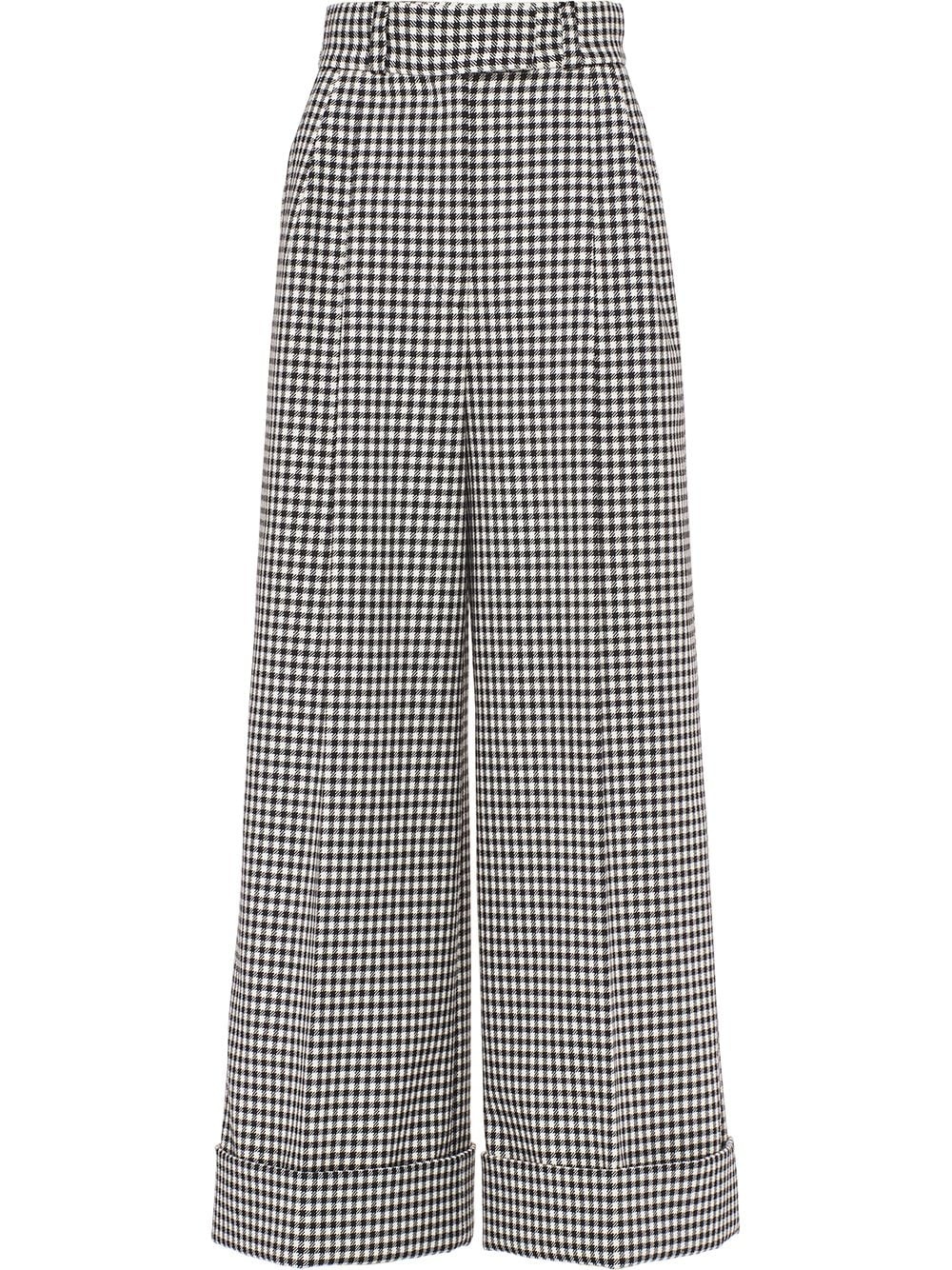 gingham check twill trousers - 1