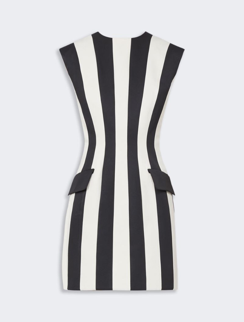 Hourglass-silhouette twill dress - black 1