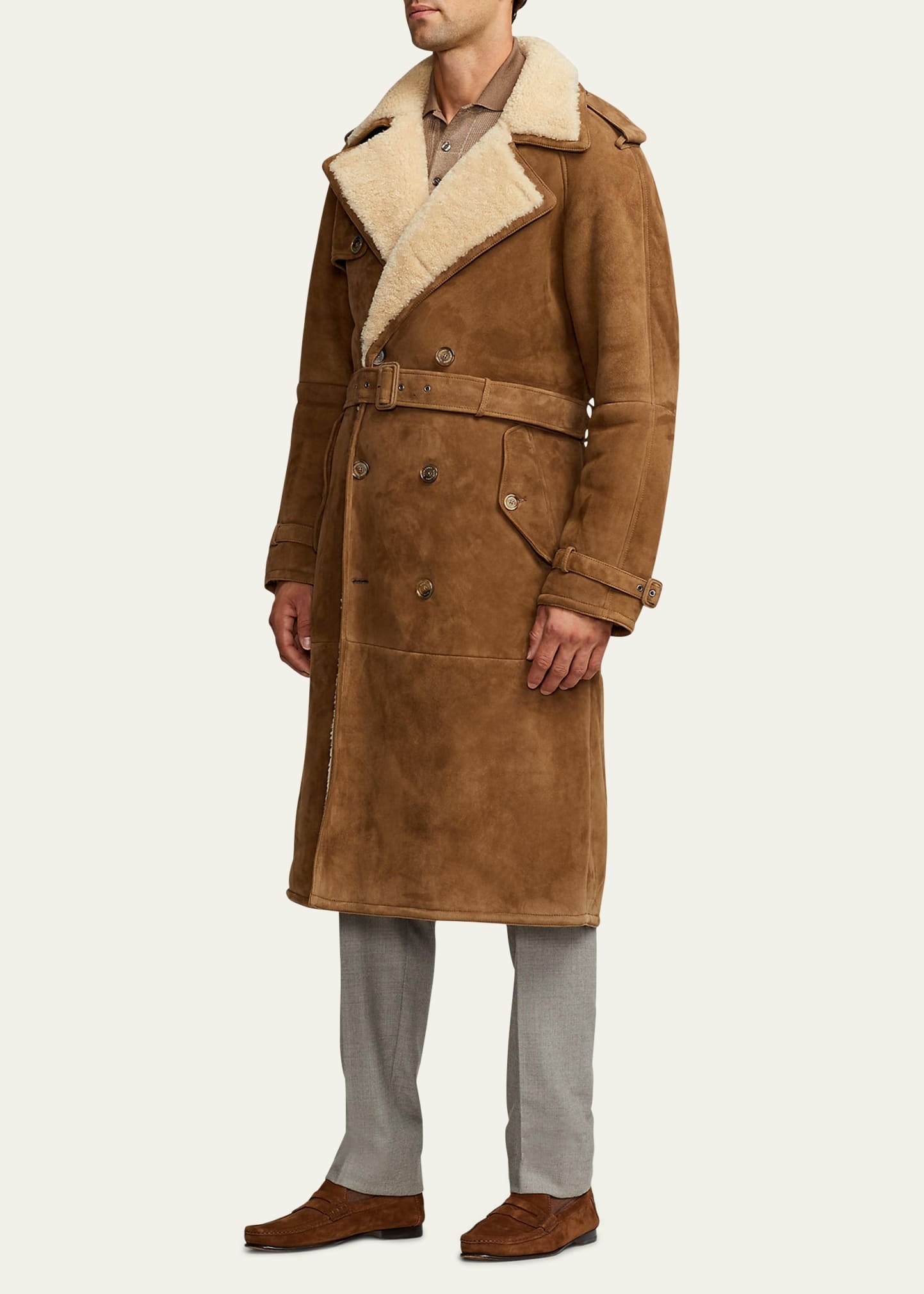 Men's Shearling Trench Coat - 2