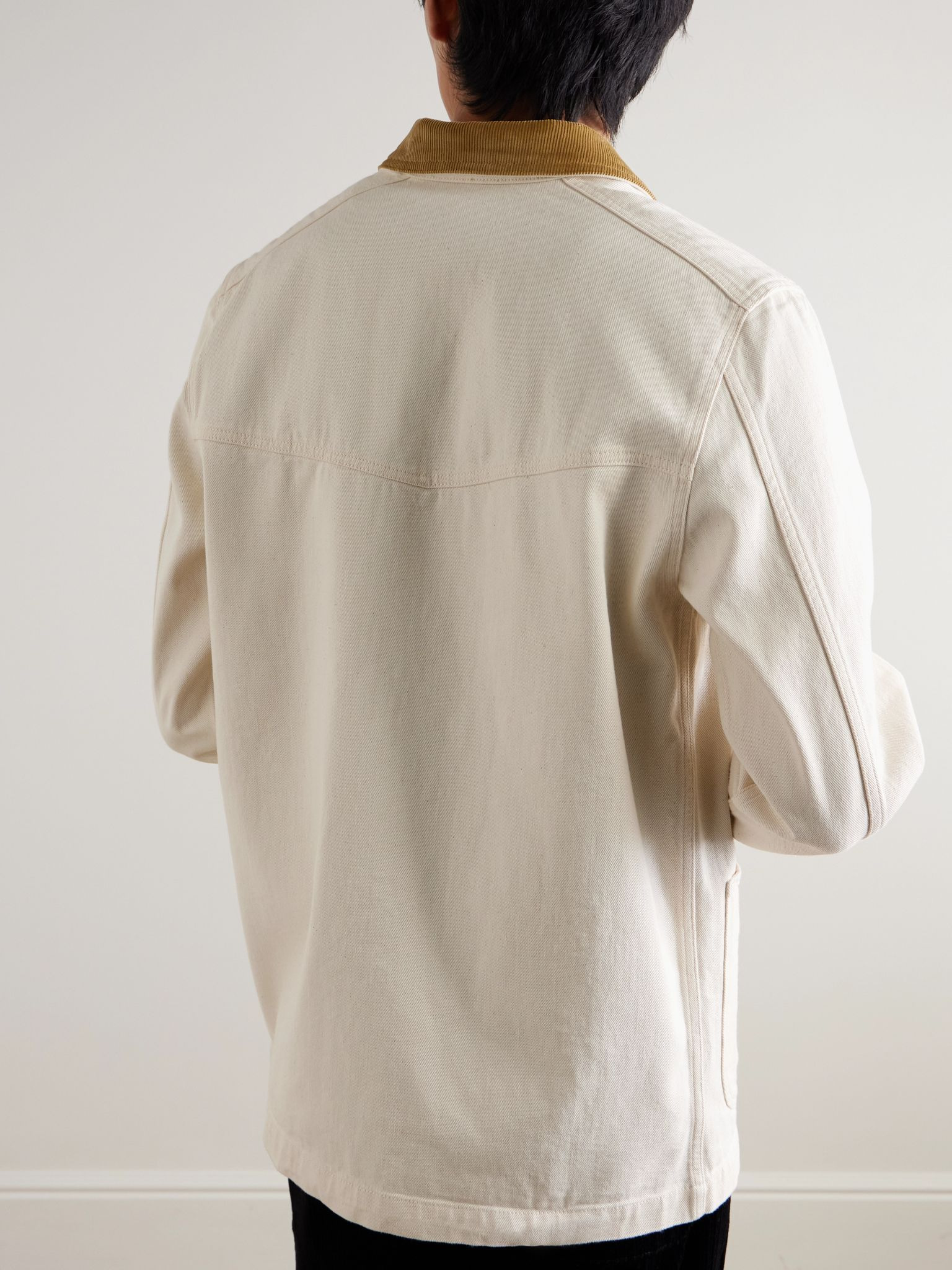 Corduroy-Trimmed Cotton-Twill Chore Jacket Stone - 4