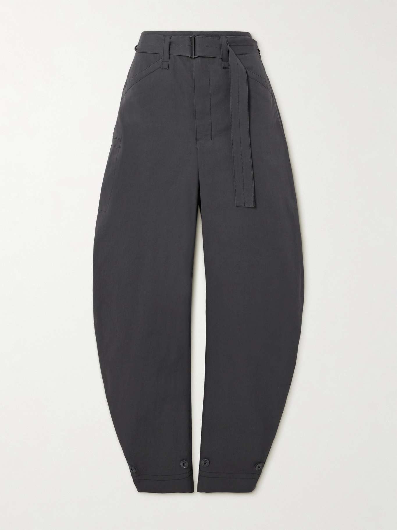 Belted cotton-twill tapered pants - 1