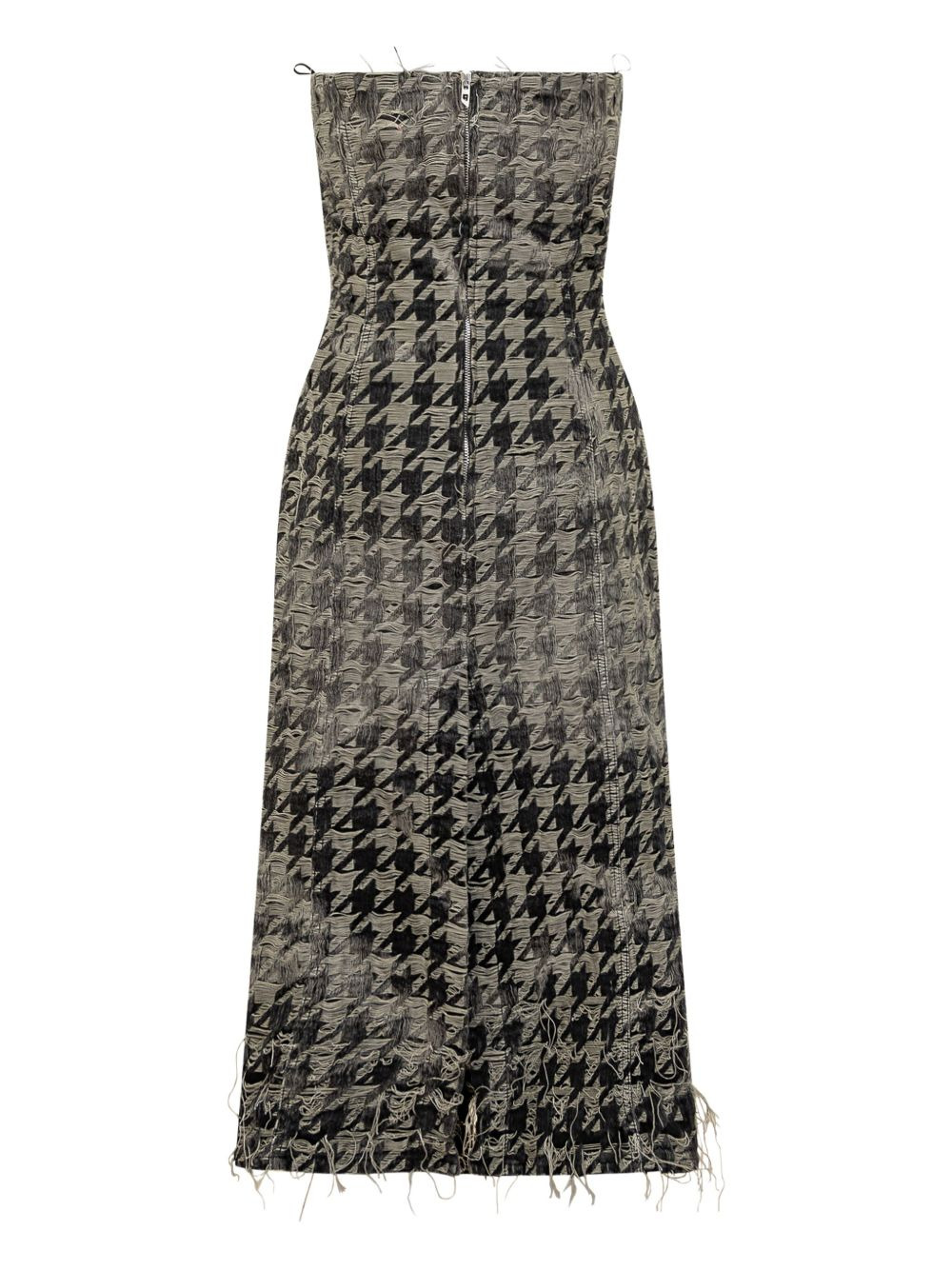 houndstooth frayed dress - 3