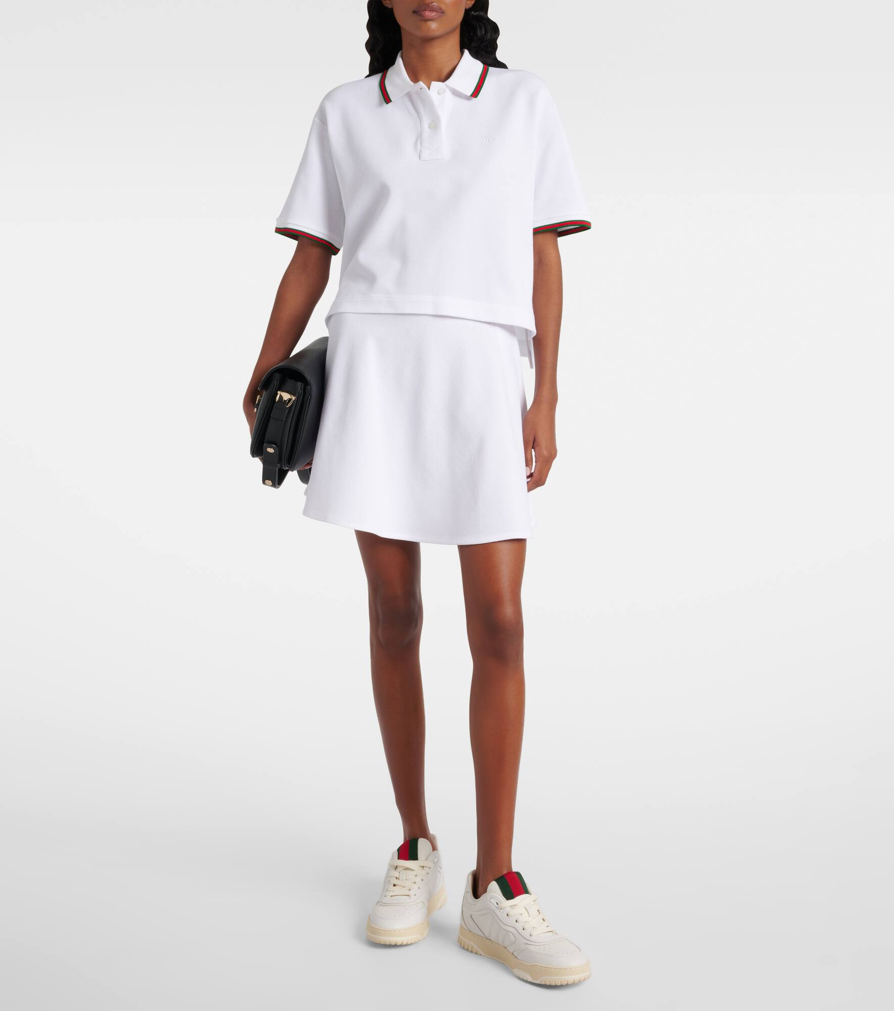 Cotton piqué miniskirt - 2