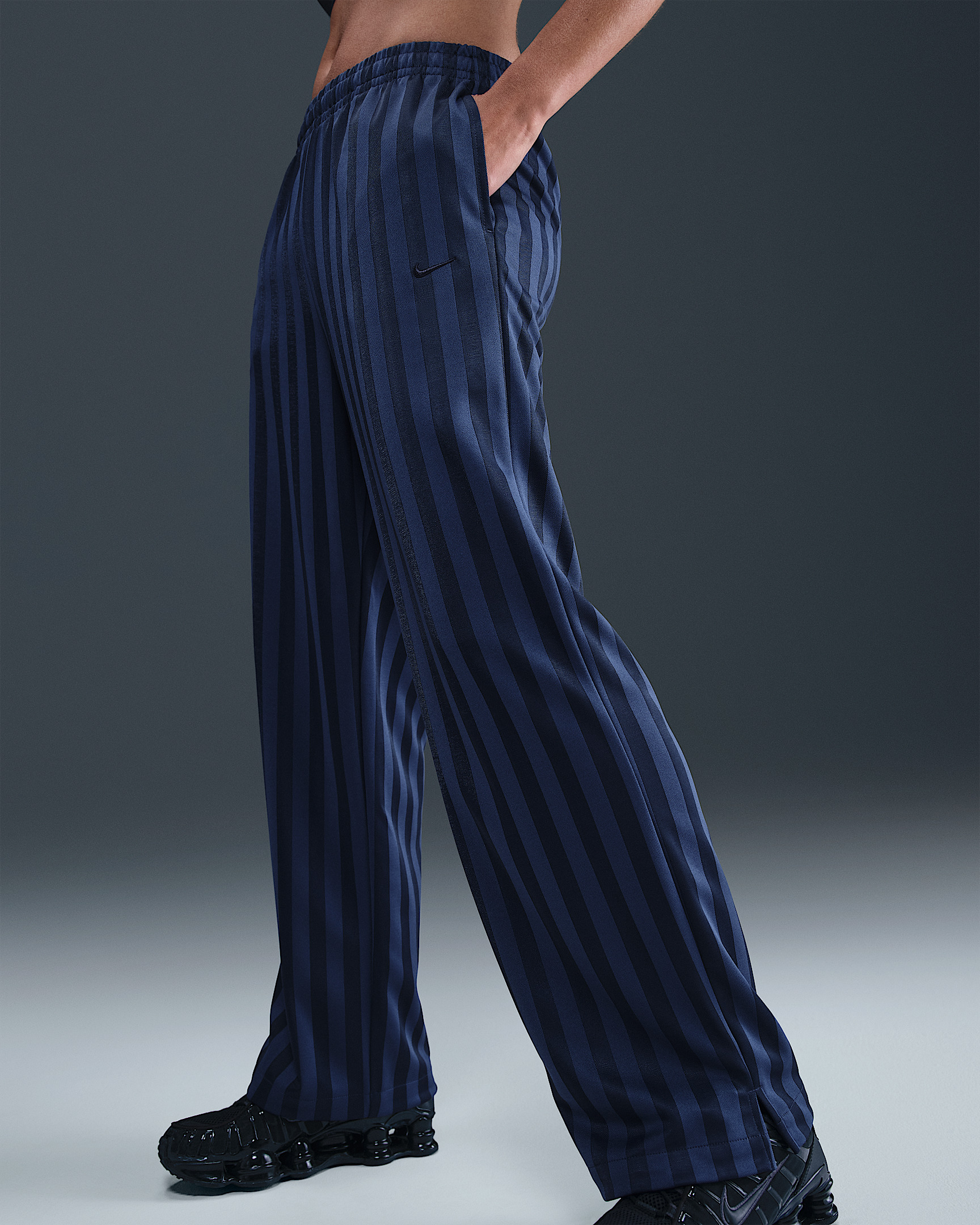 Nike Sportswear Women's Mid-Rise Loose Jacquard Striped Track Pants - 2