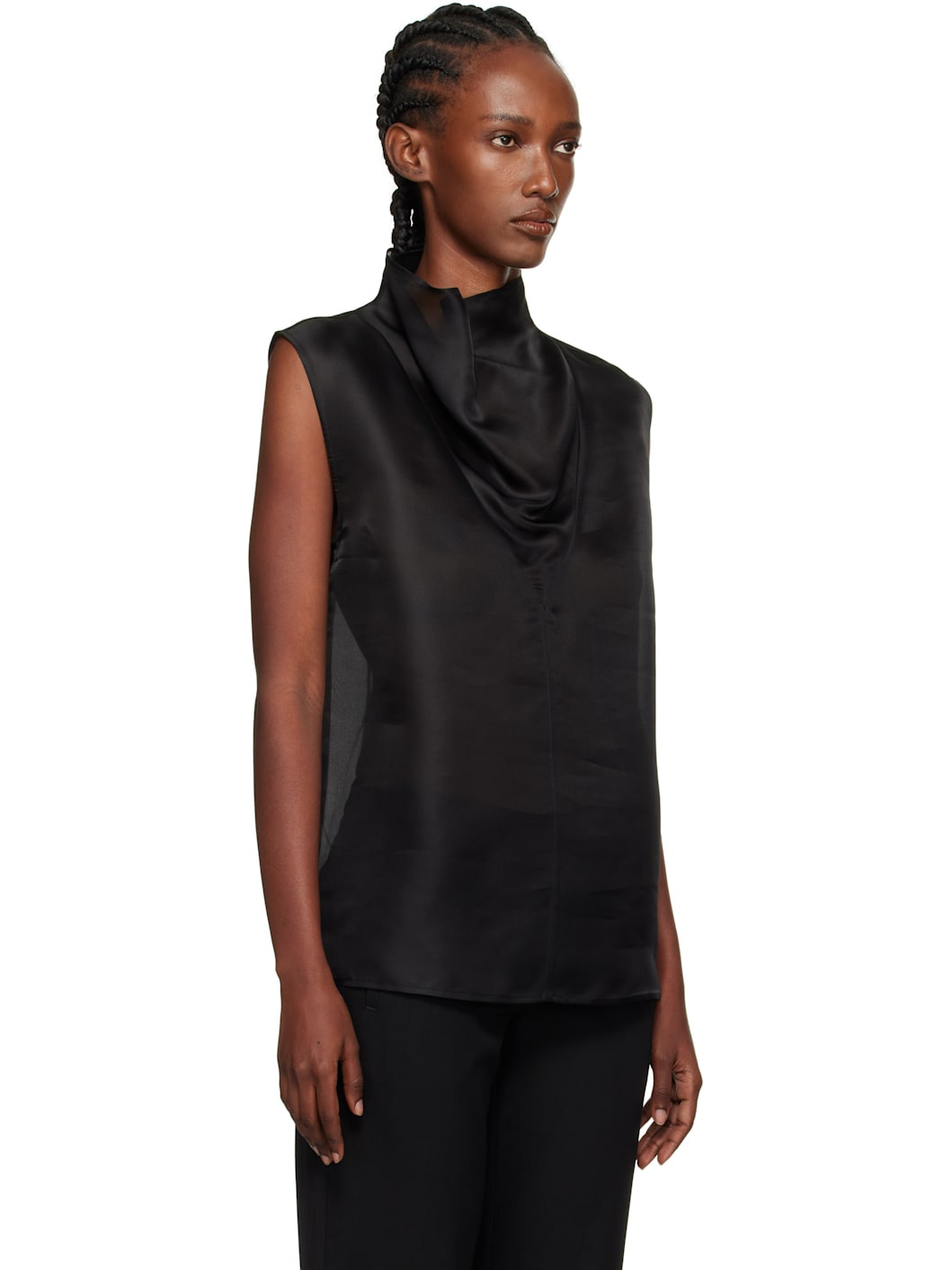 Black Organza Silk Blouse - 2