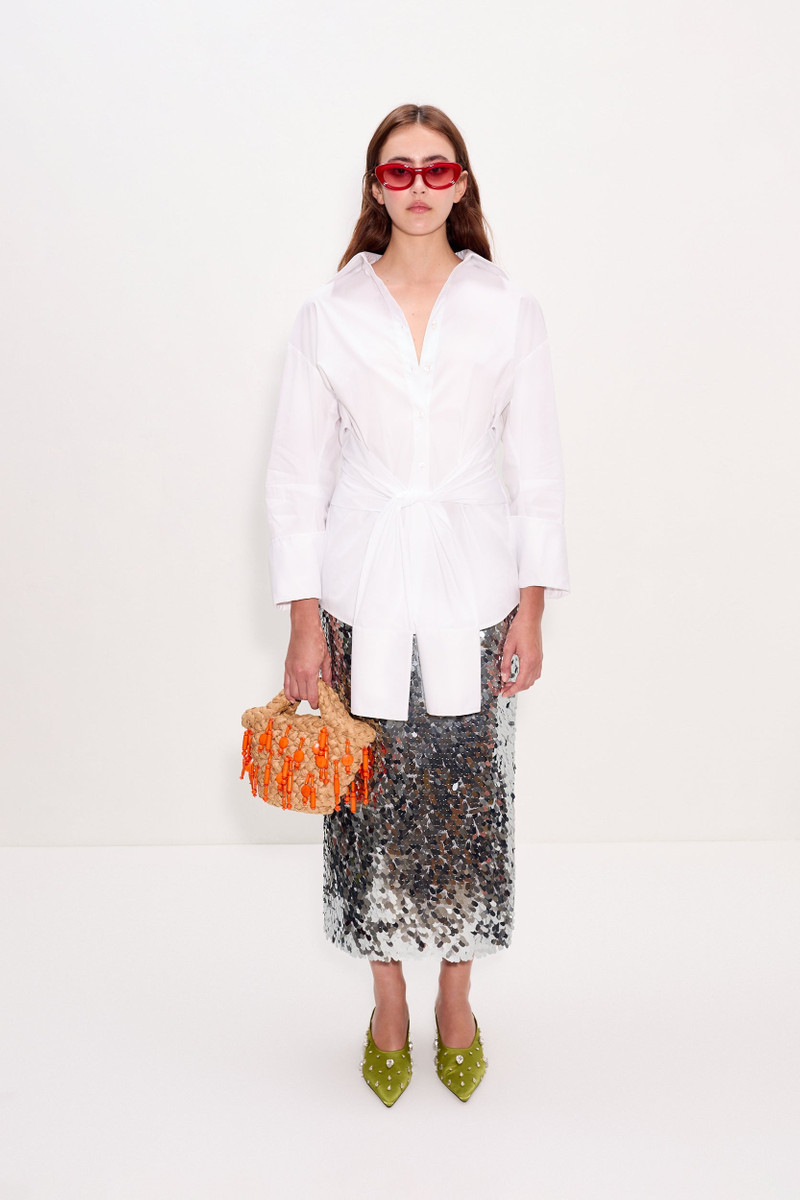 SIMONMILLER Mia Sequin Skirt In Satelitte Silver outlook