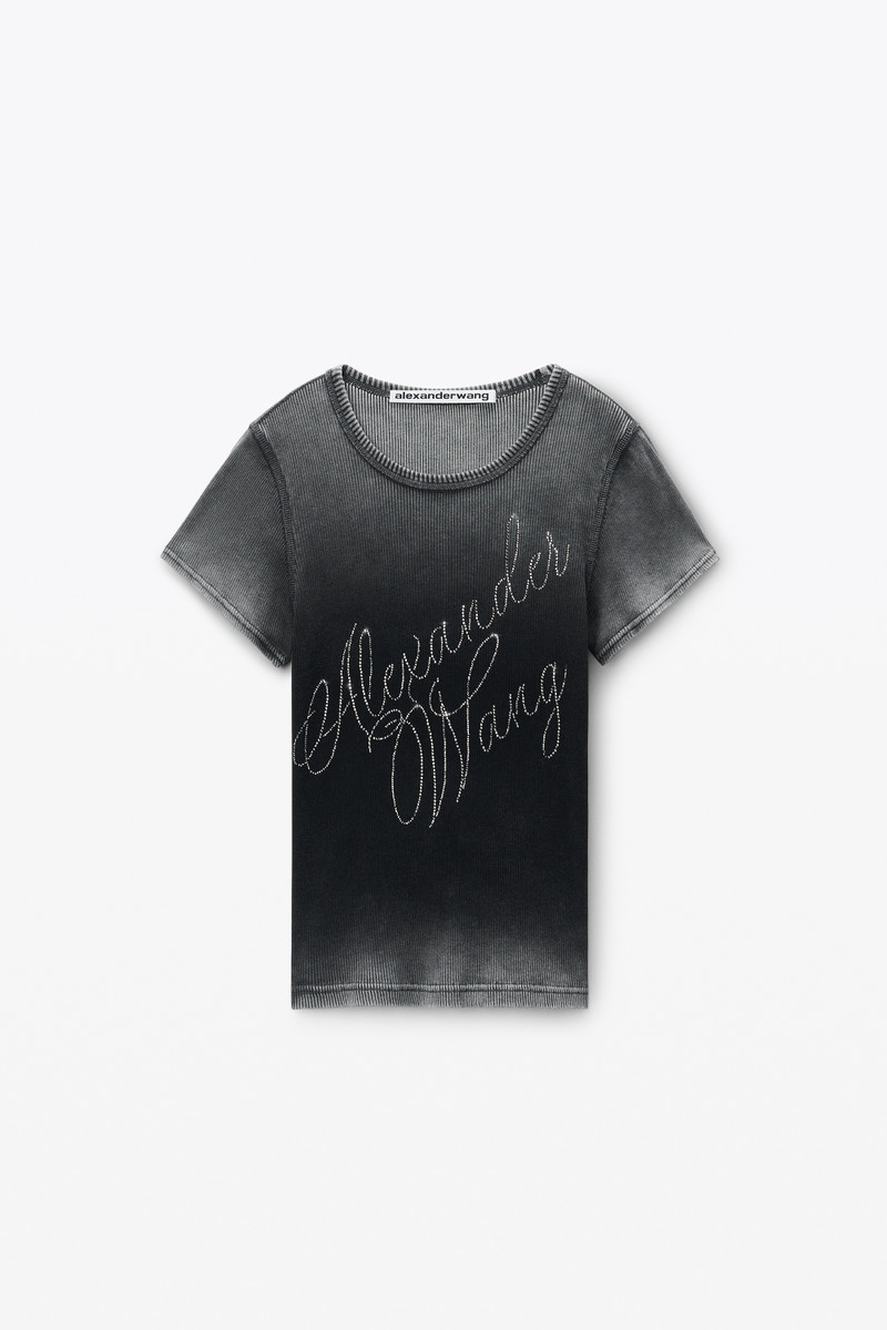 Crystal Hotfix Tee in Ribbed Jersey 1