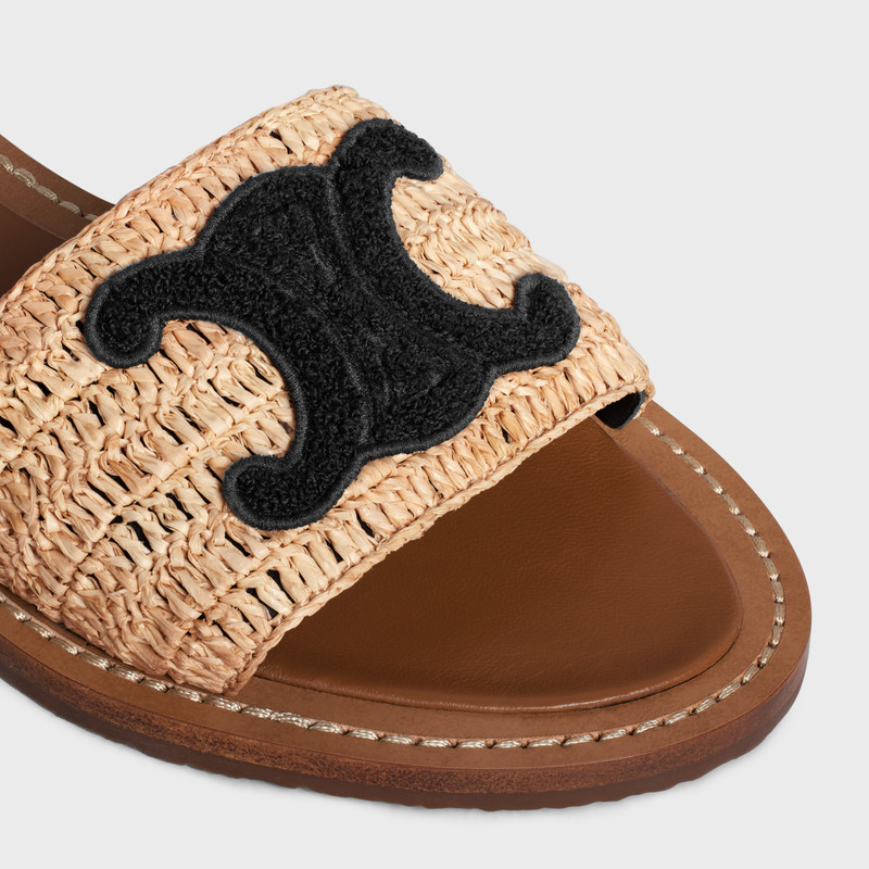 LYMPIA FLAT STRAP SANDAL in RAFFIA & CALFSKIN 4