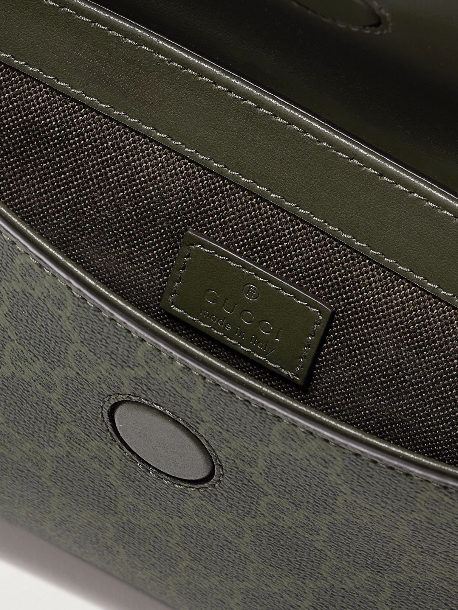 Leather-Trimmed Monogrammed Supreme Coated-Canvas Belt Bag Gray - 5