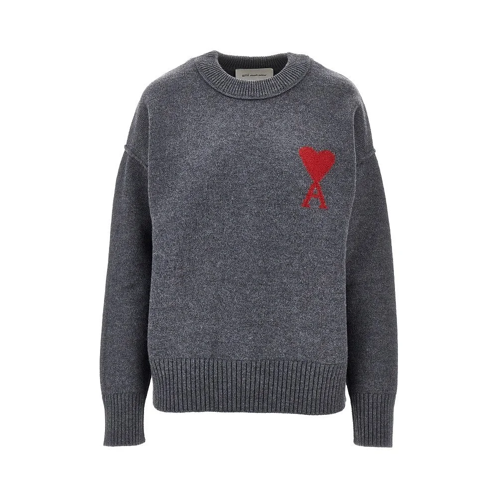 Ami Ami De Coeur Crewneck Sweater Grey - 1