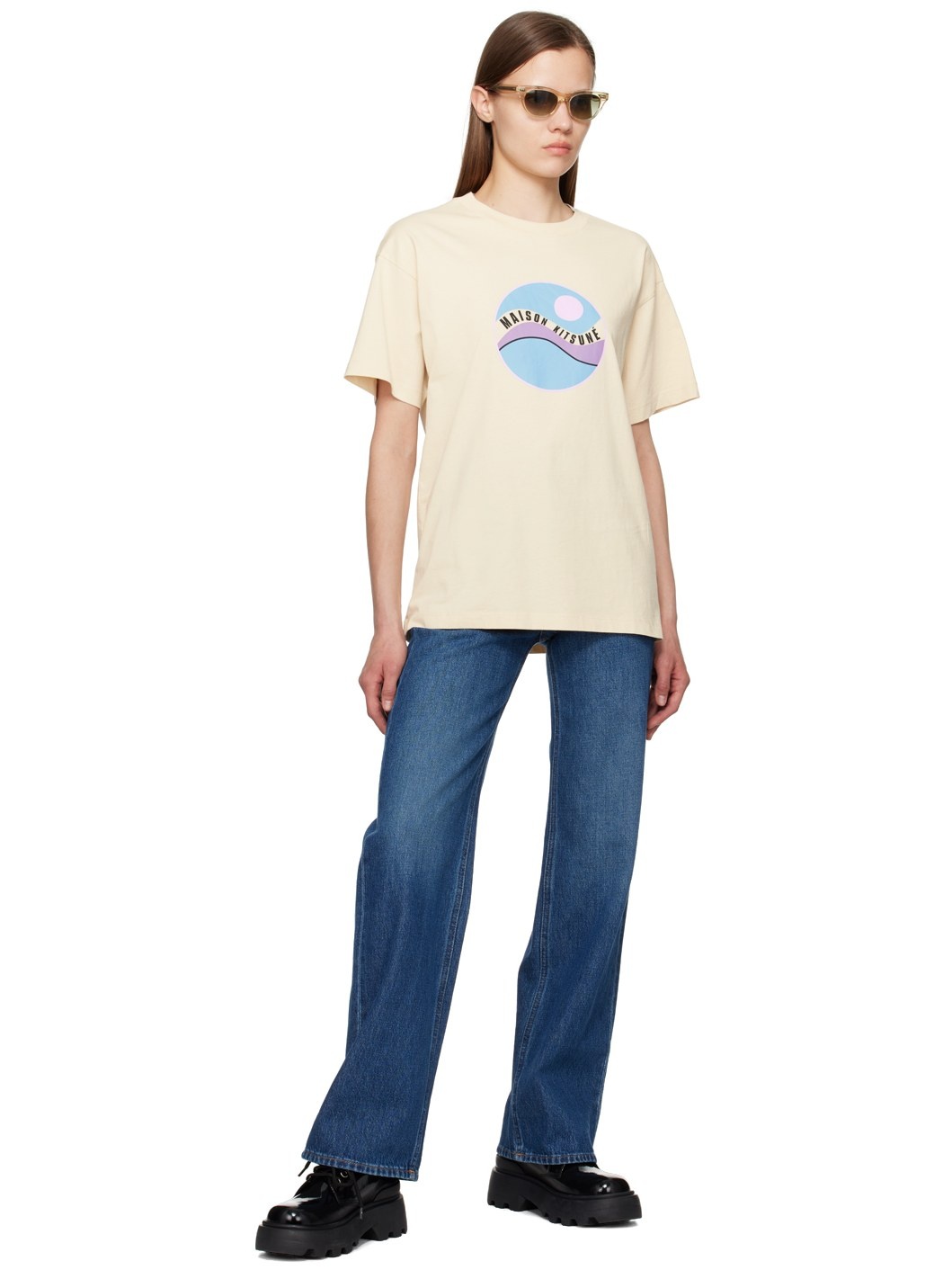 Beige Pop Wave T-Shirt - 4