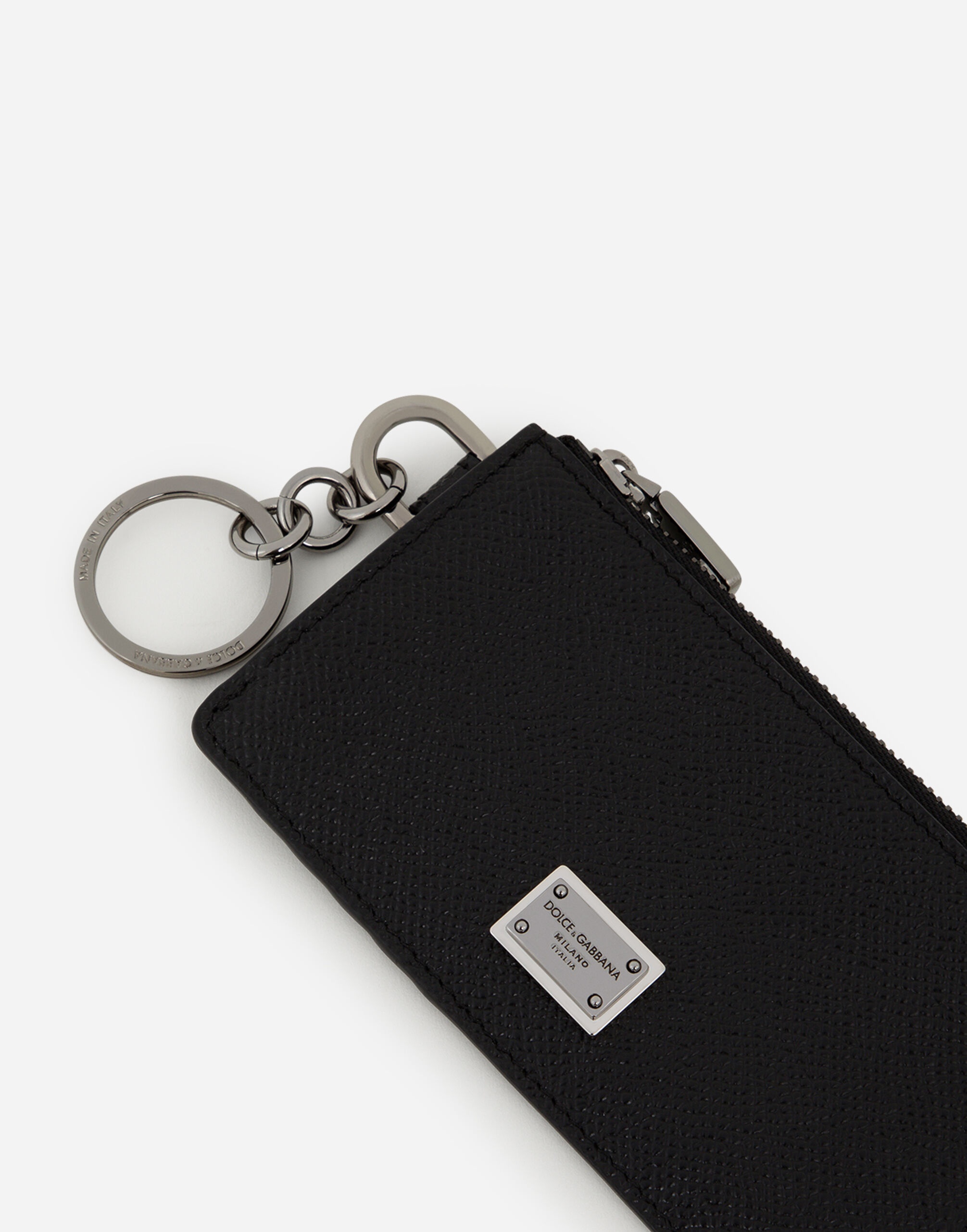 Calfskin card holder with ring and logo tag - 4
