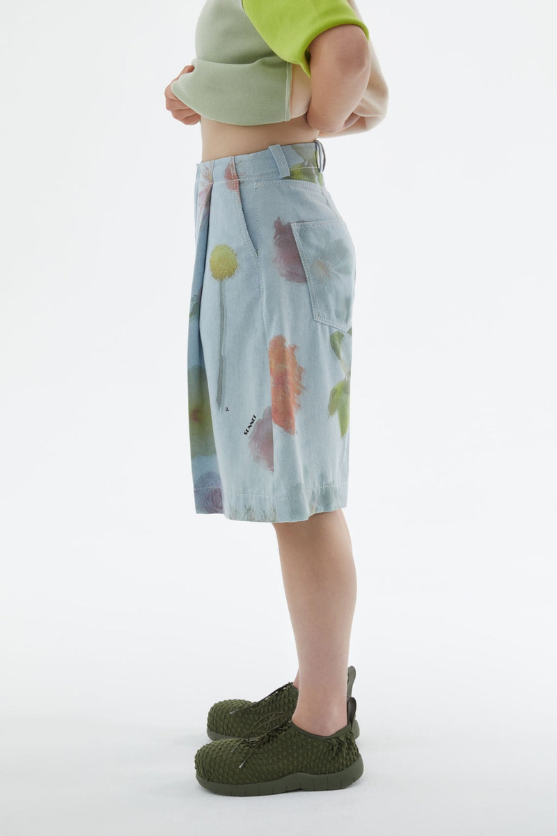 EXTRA OVERSIZED DENIM SHORTS WITH FLOWER PRINT 3