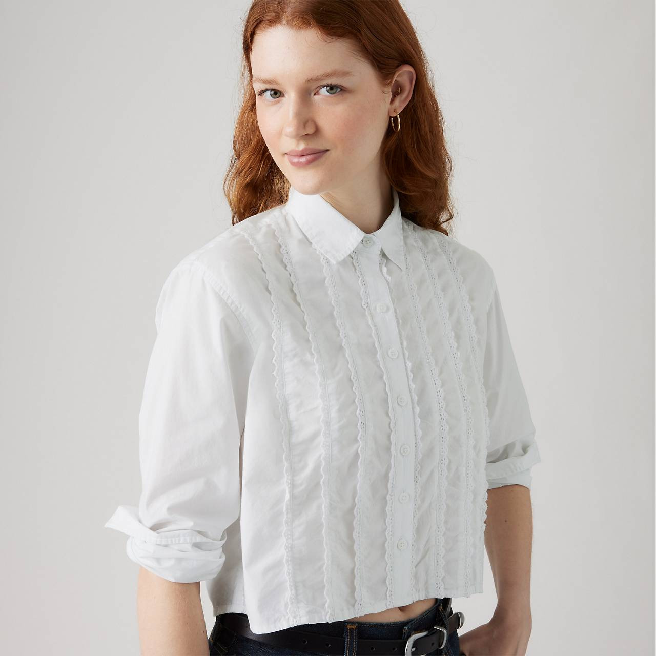 CROPPED HARLIE TUXEDO SHIRT - 4