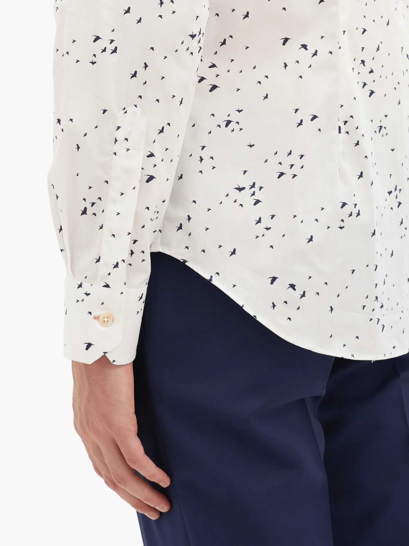 Swallow-print cotton-poplin shirt - 4