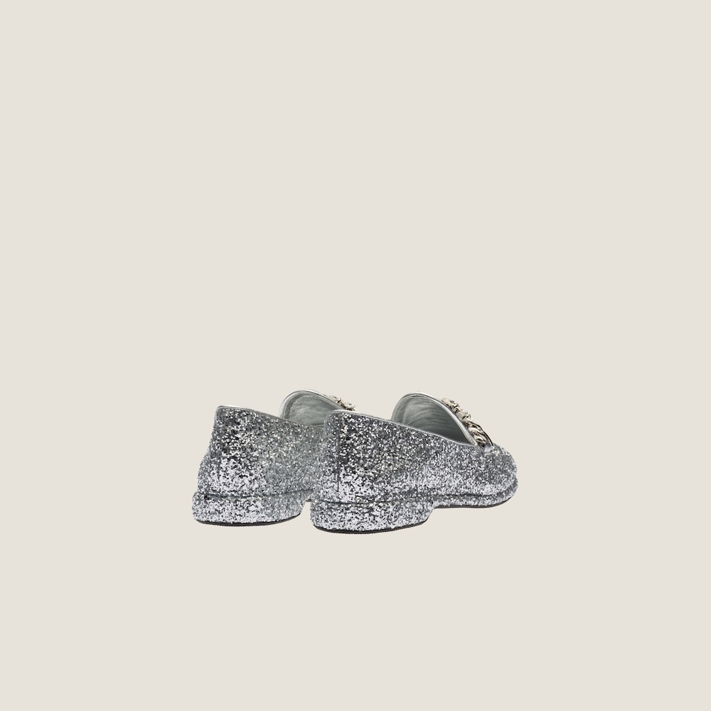 Glitter fabric loafers - 3