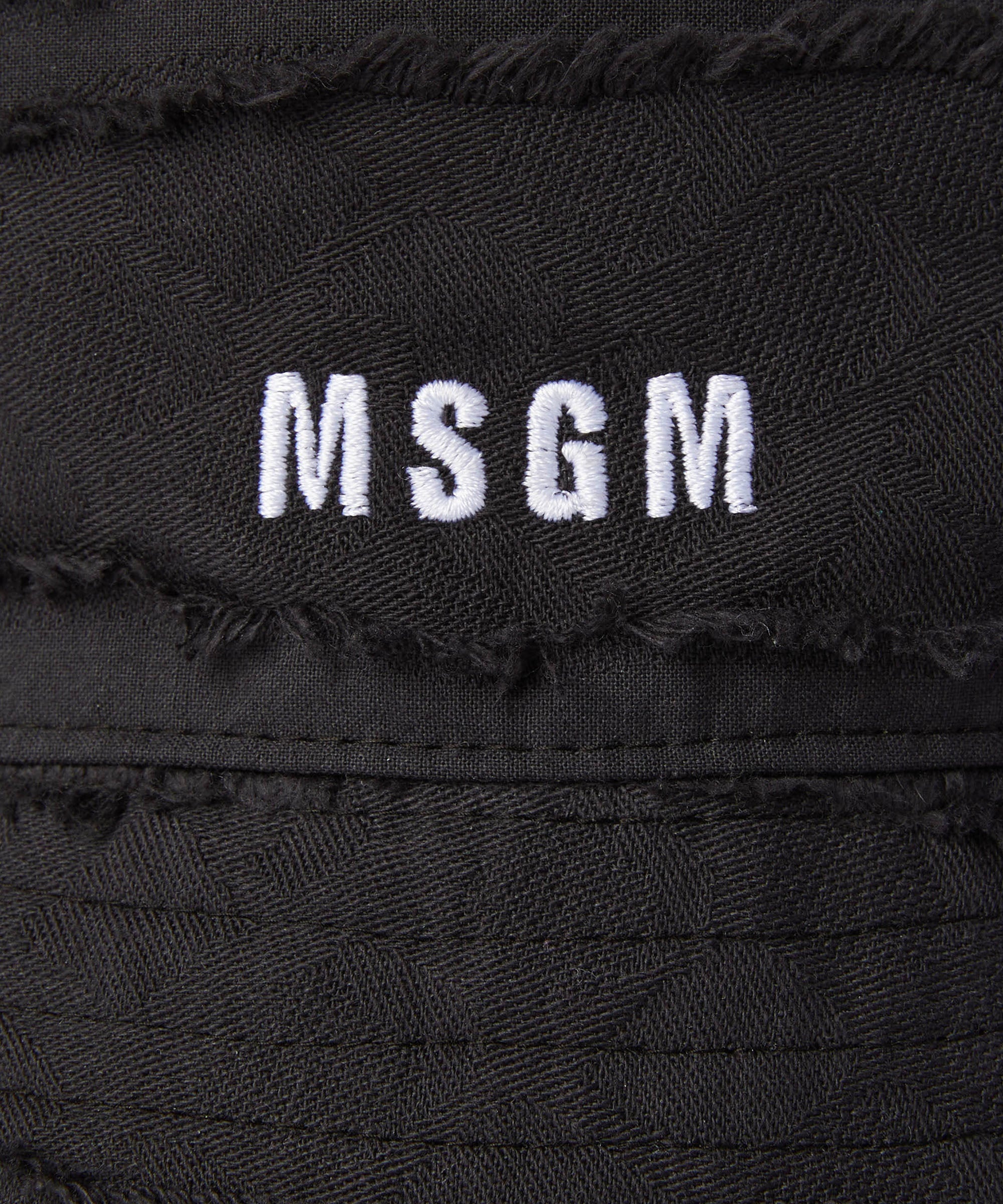 Solid color cotton bucket hat with embroidered MSGM logo - 2