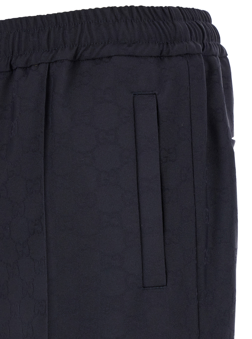 Gucci Men Blue Pants With Web Detail In Gg Fabric Man - 3