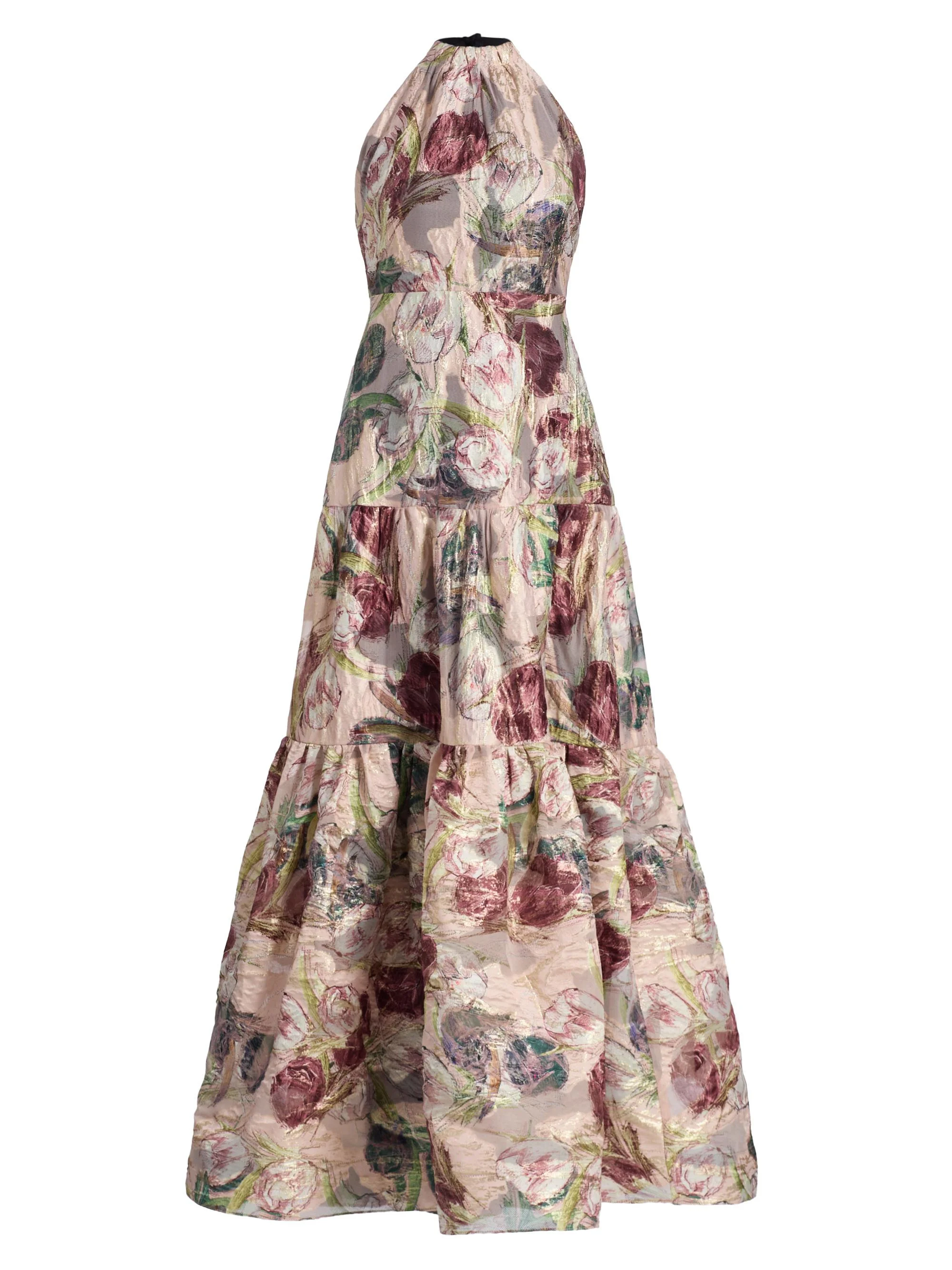 Women's Gizelle Brocade Halterneck Gown - Blush Multi - 1
