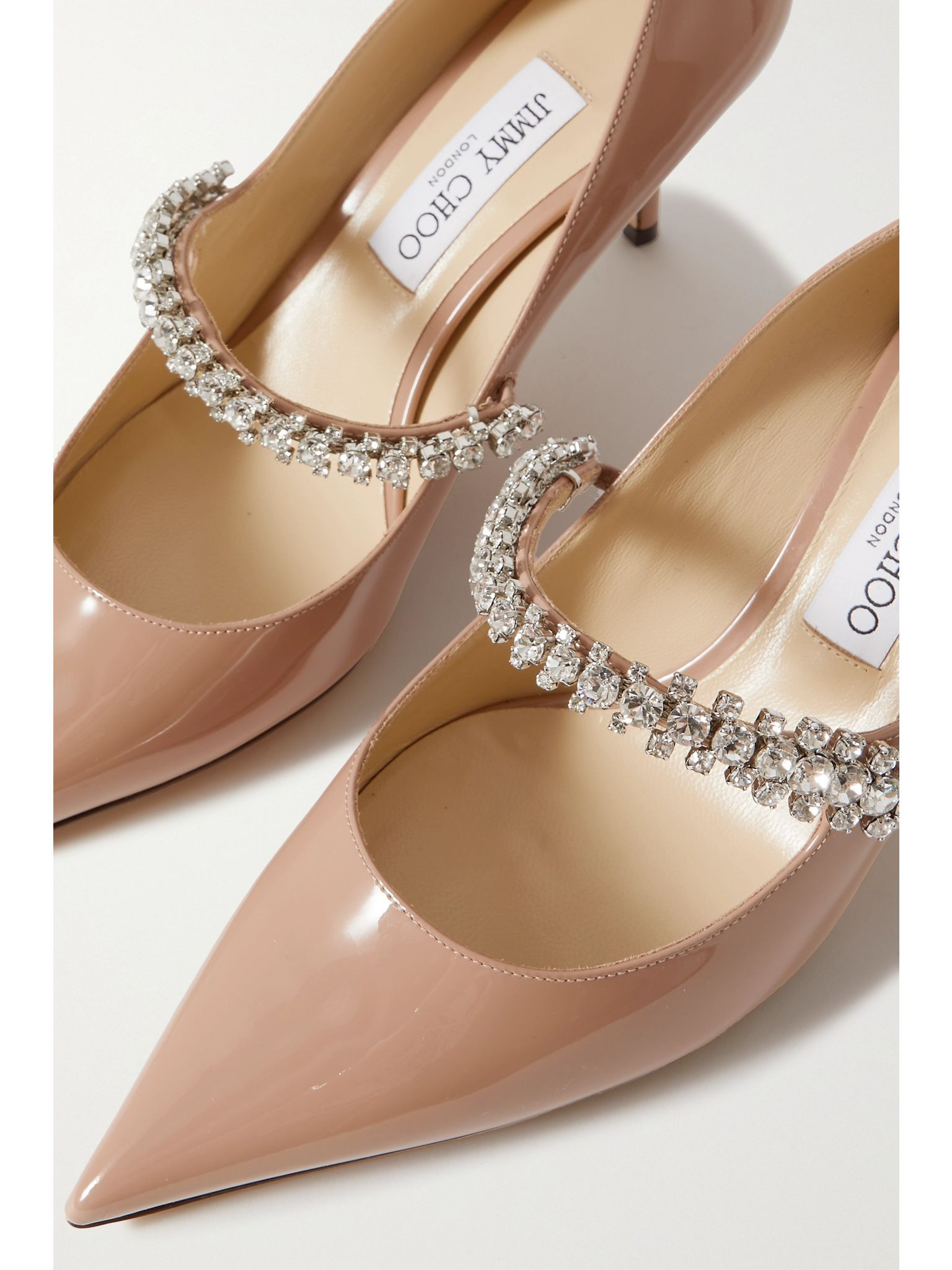 Bing 65 crystal-embellished patent-leather pumps Baby pink - 4
