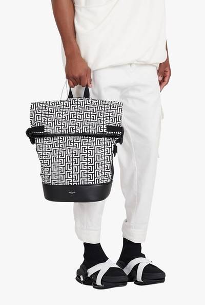 Balmain Bicolor white and black nylon 1945 backpack outlook