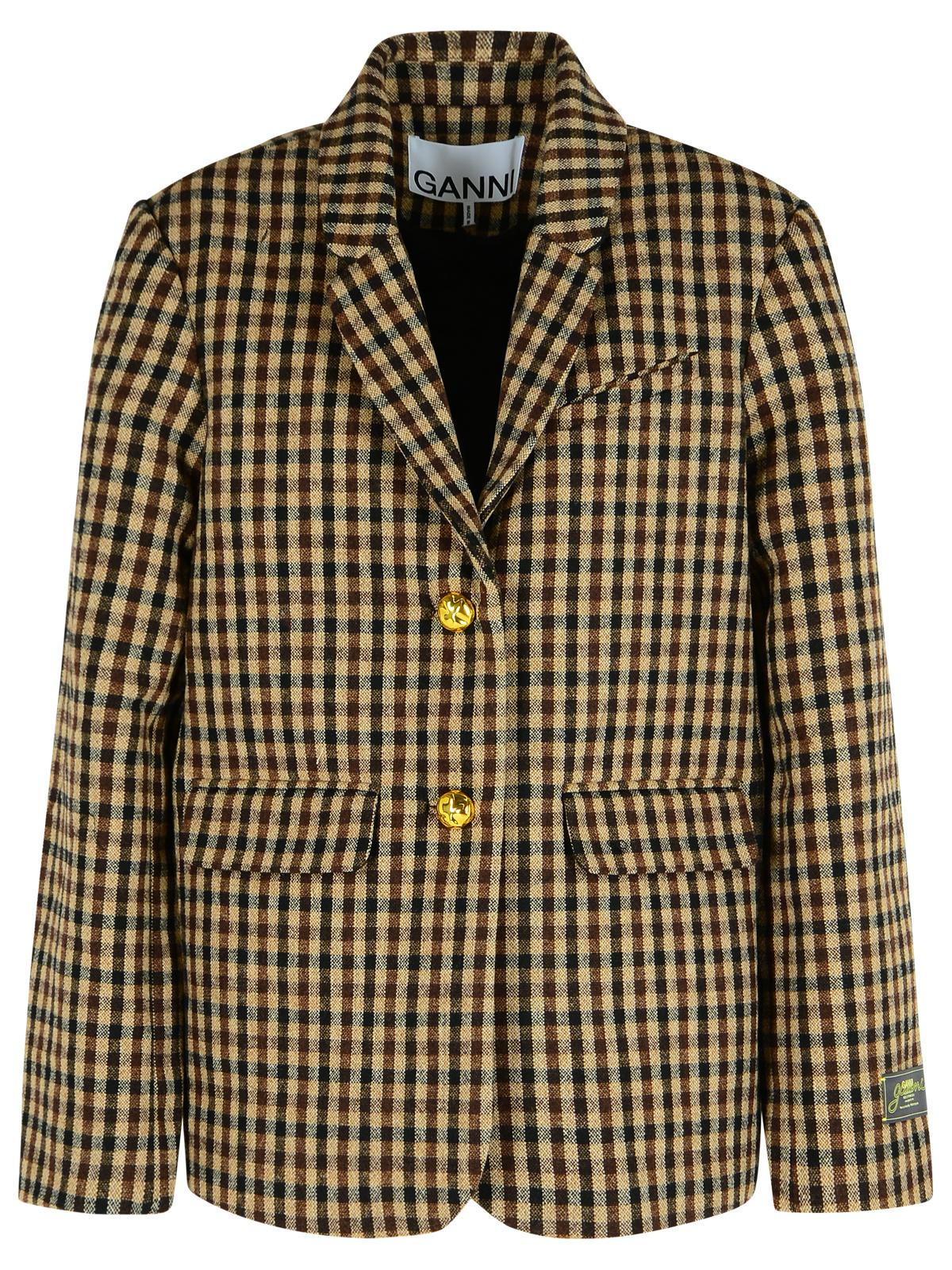 Ganni Brown Wool Blend Blazer Women - 1