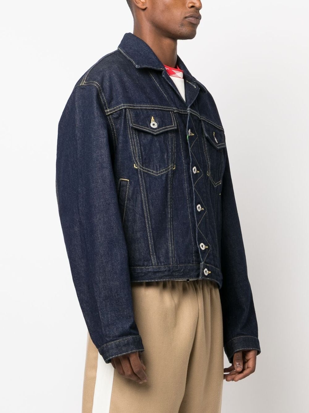 contrast-stitch denim jacket - 3