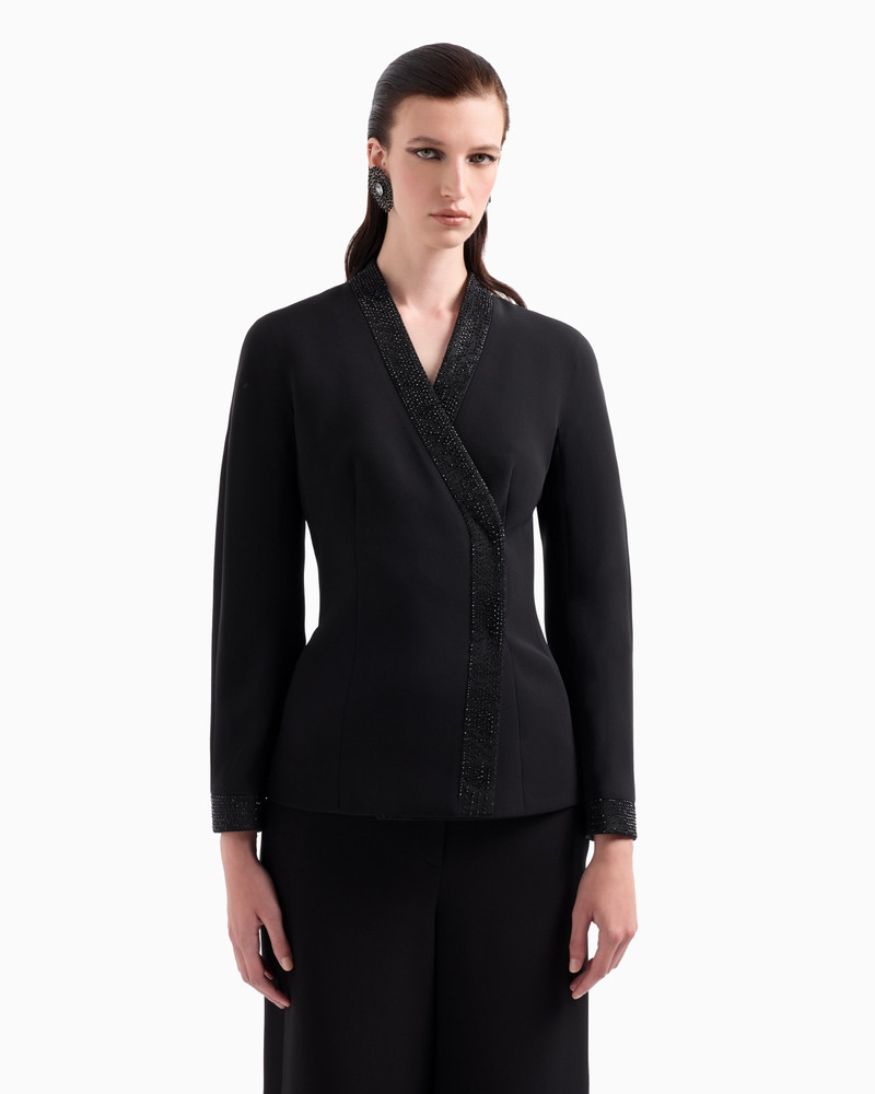 GIORGIO ARMANI SINGLE-BREASTED JACKET IN SILK CADY WITH APPLIED CRYSTALS outlook