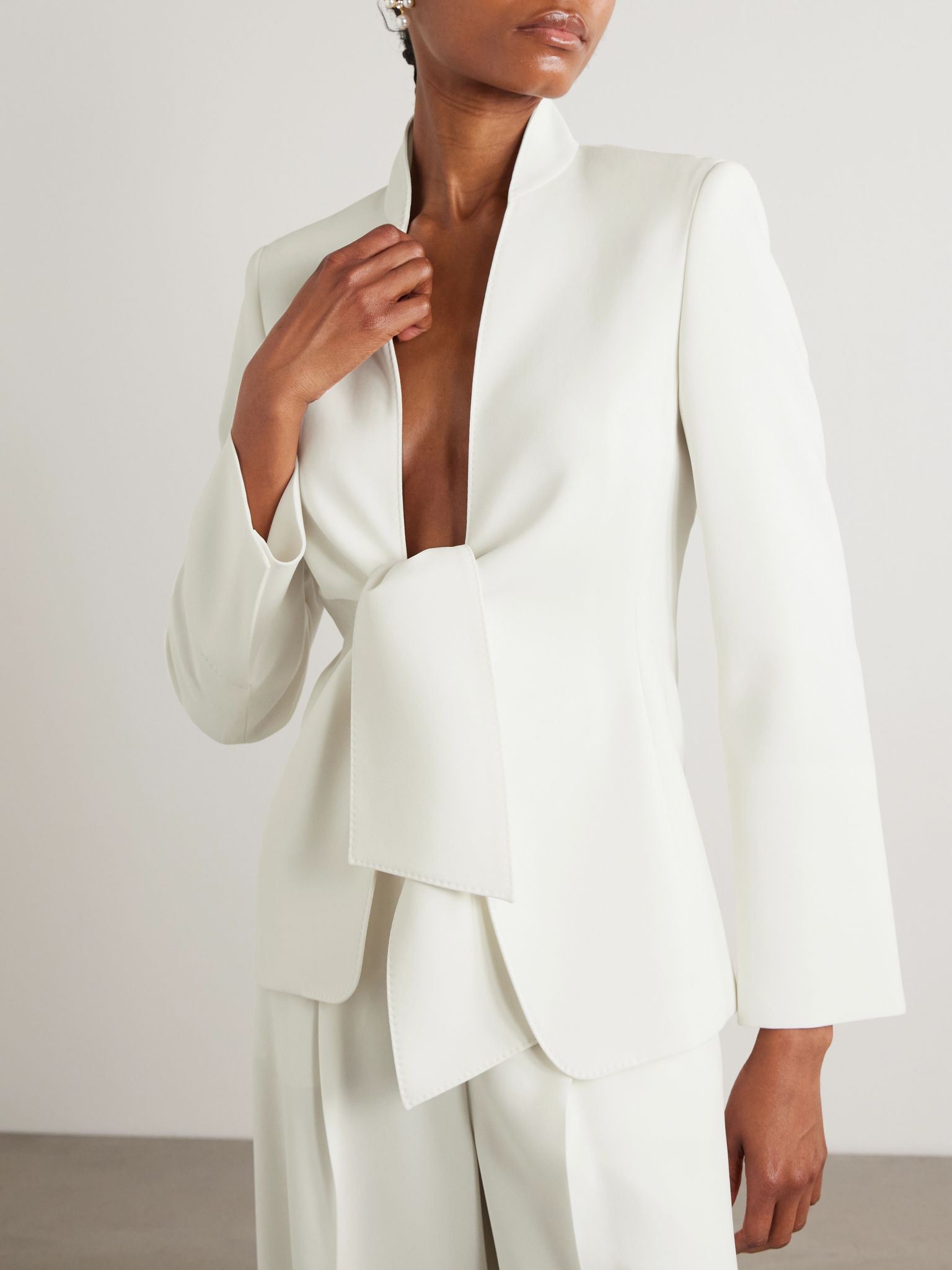 Ghiotto tie-front cady blazer White - 3
