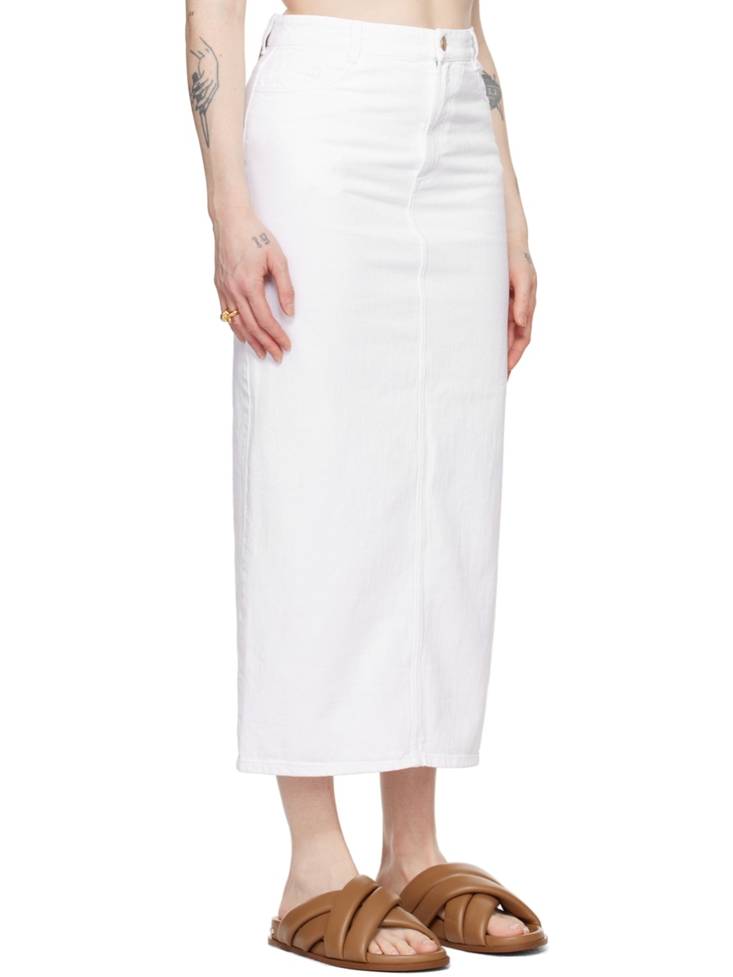 White Sera Denim Midi Skirt - 2