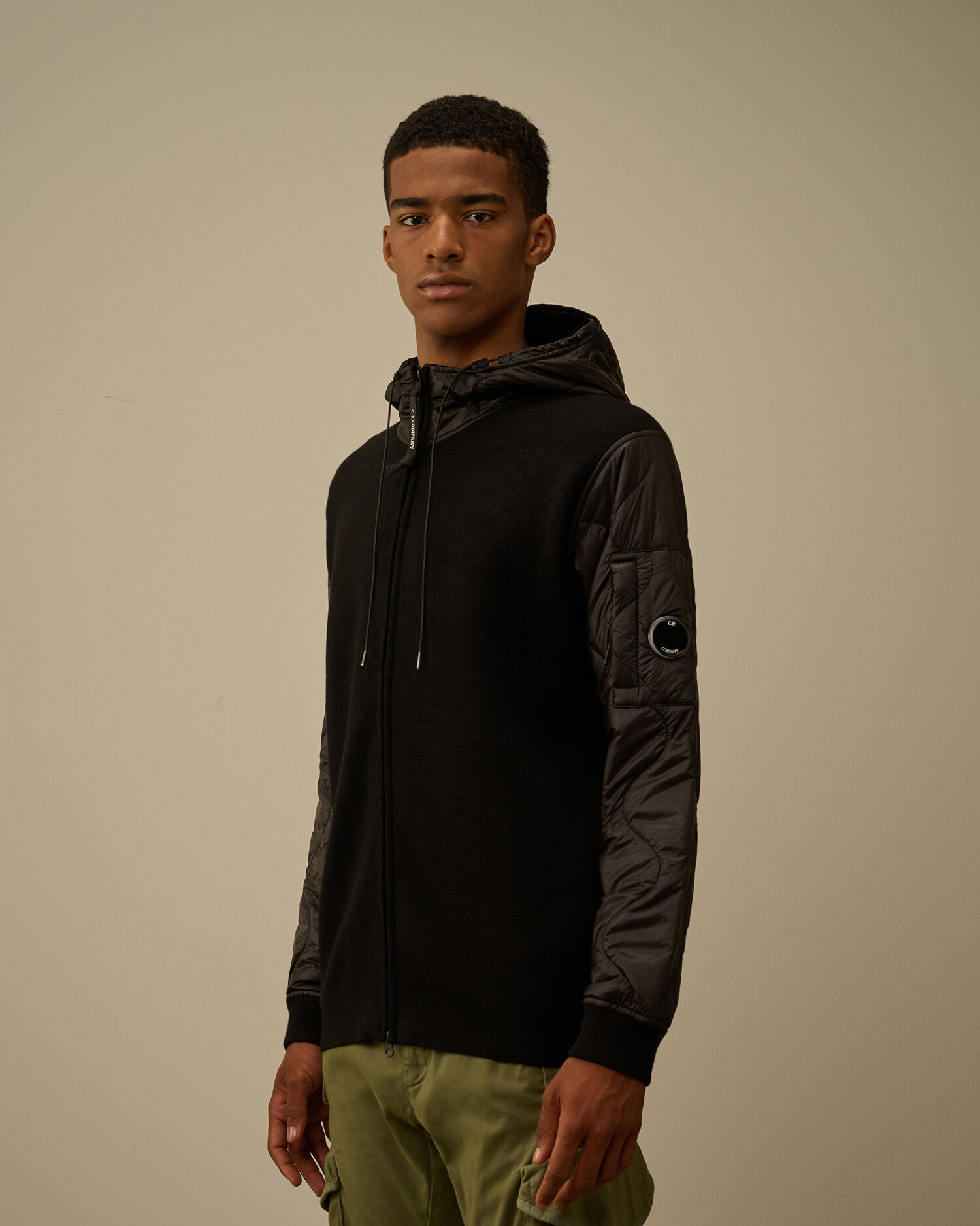 Extrafine Merino Wool Mixed Hooded Zip Sweater - 3
