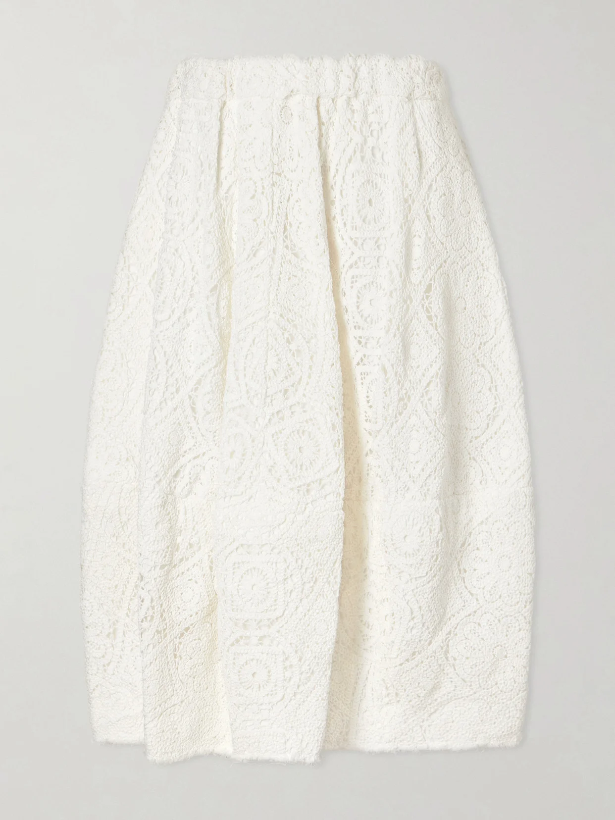 Pleated Crocheted Cotton Midi Skirt - 1