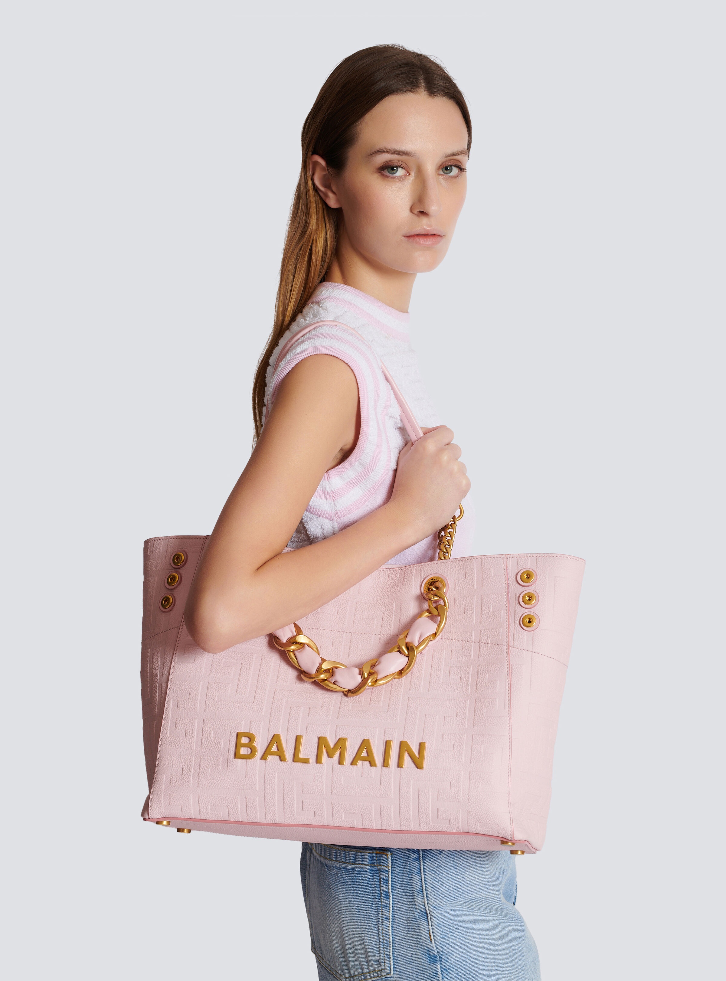 1945 Soft tote bag in embossed grained calfskin with a PB Labyrinth monogram - 9