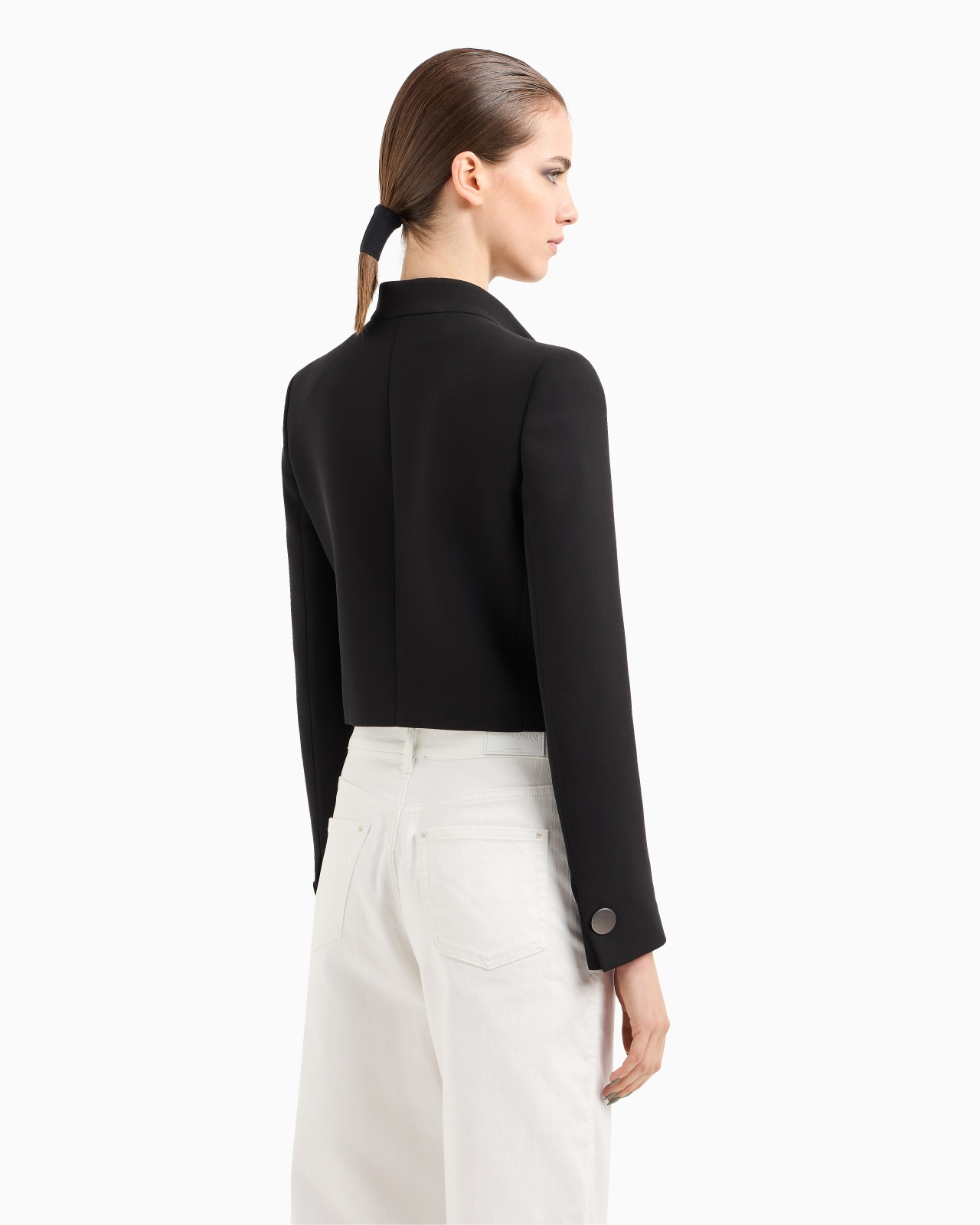 DOUBLE-BREASTED SHORT JACKET IN SILK CRÊPE CADY - 3